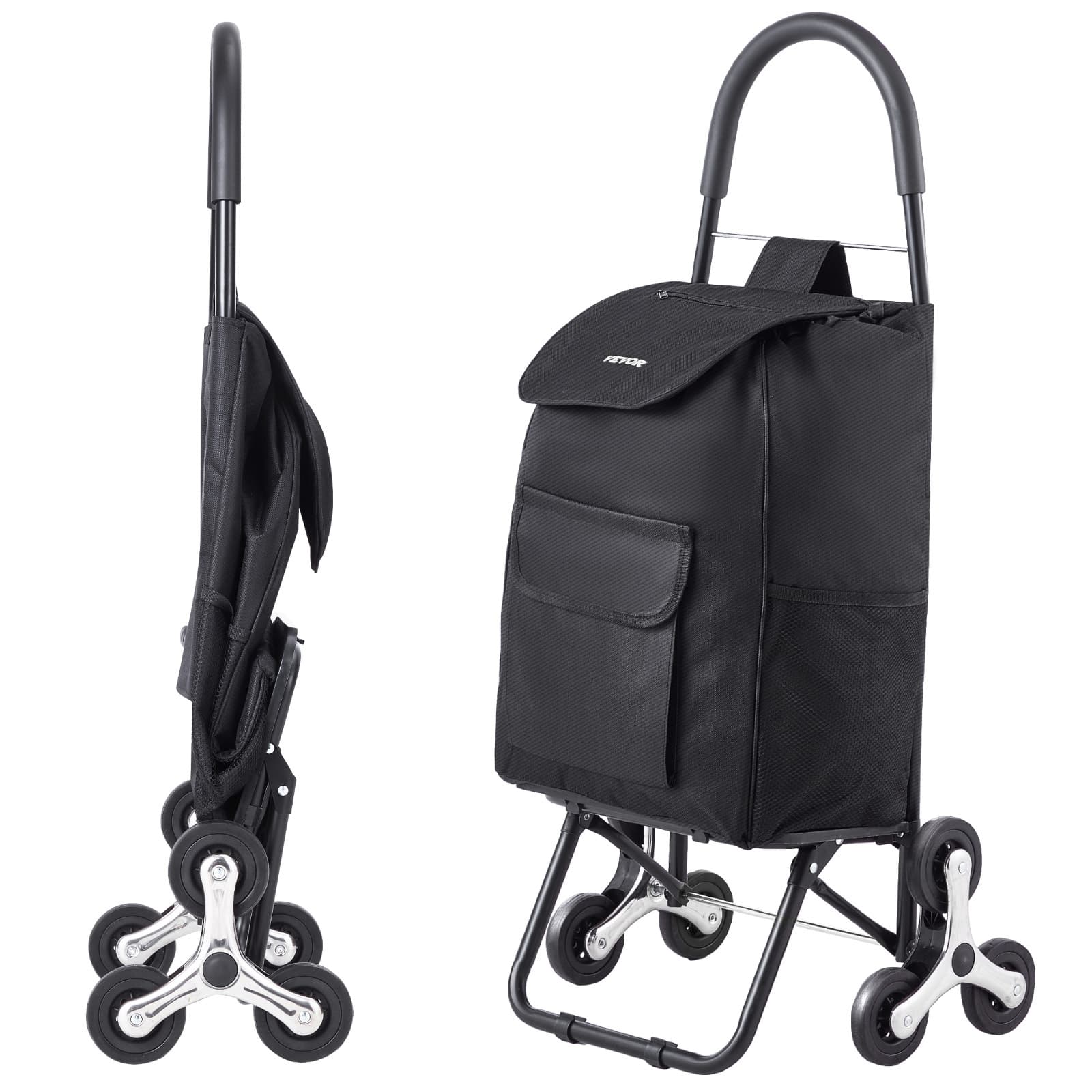 TEMU Stair Climbing Cart Foldable Shopping Cart 36l With Storage Bag 6 Wheels