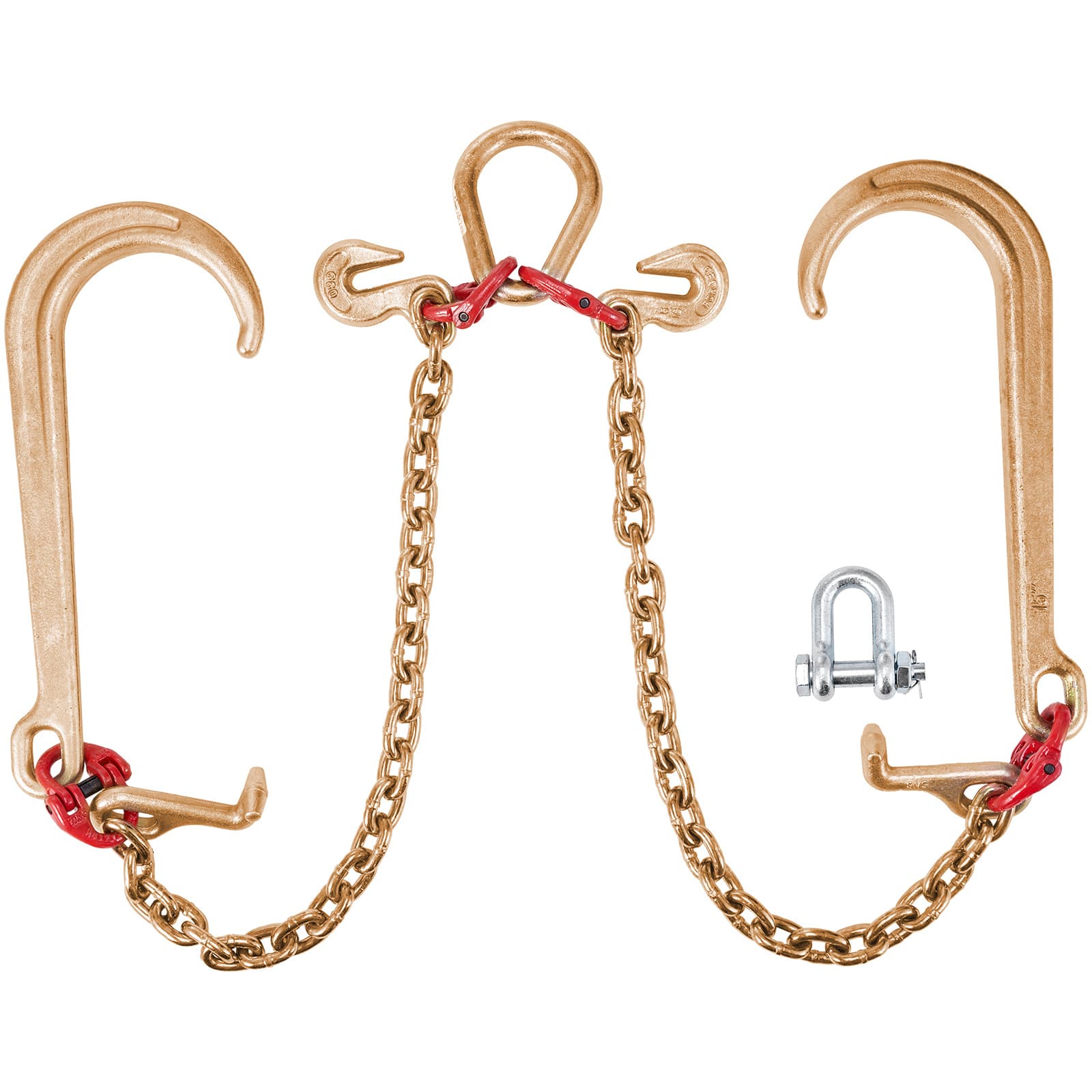 TEMU Vevor V Bridle Chain, 5/16 2 Ft Bridle Tow Chain, Grade 80 V-bridle Transport Chain, 9260 Lbs Break Strength With Tj Hooks And Crab Hooks, Heavy Duty Pear Link Connector And Chain Shorteners