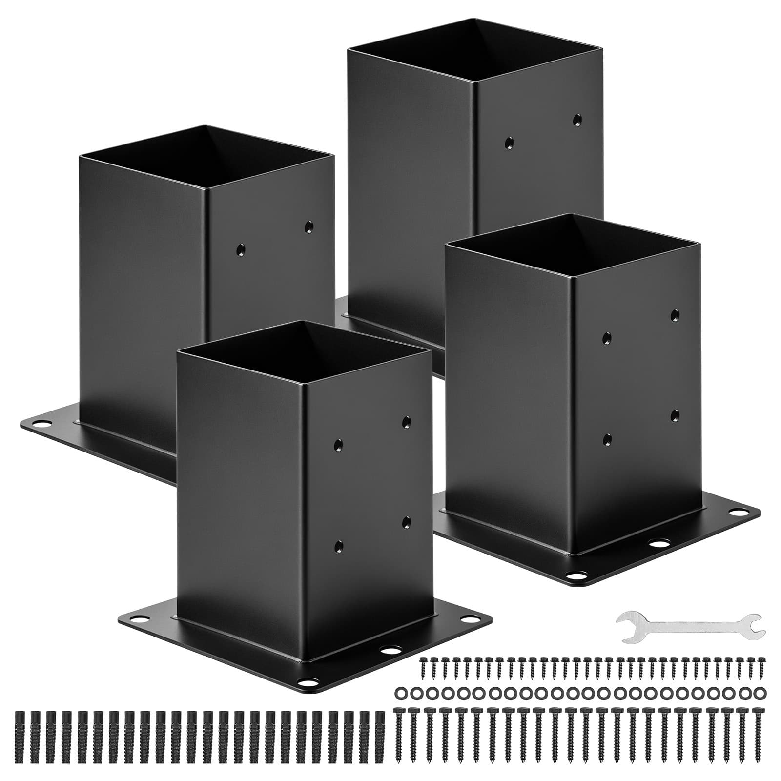 TEMU 4 Pack 6x6 Post Base Brackets Inner Size 5.6x5.6 Inch Wood Fence Post Anchor