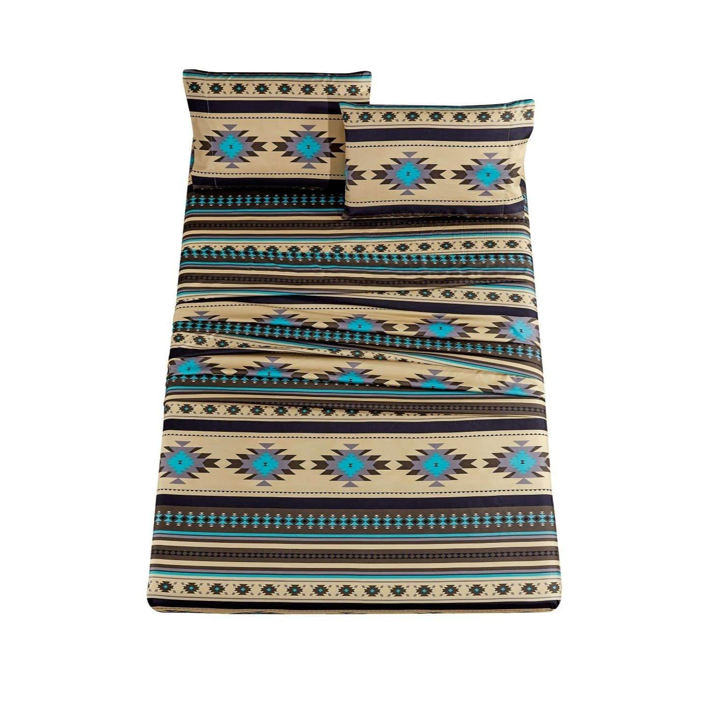 TEMU 3/4-piece Southwestern Geometric Tribal Multicolor Sheet Set, Cal King/king/queen/full/twin Xl/twin Size