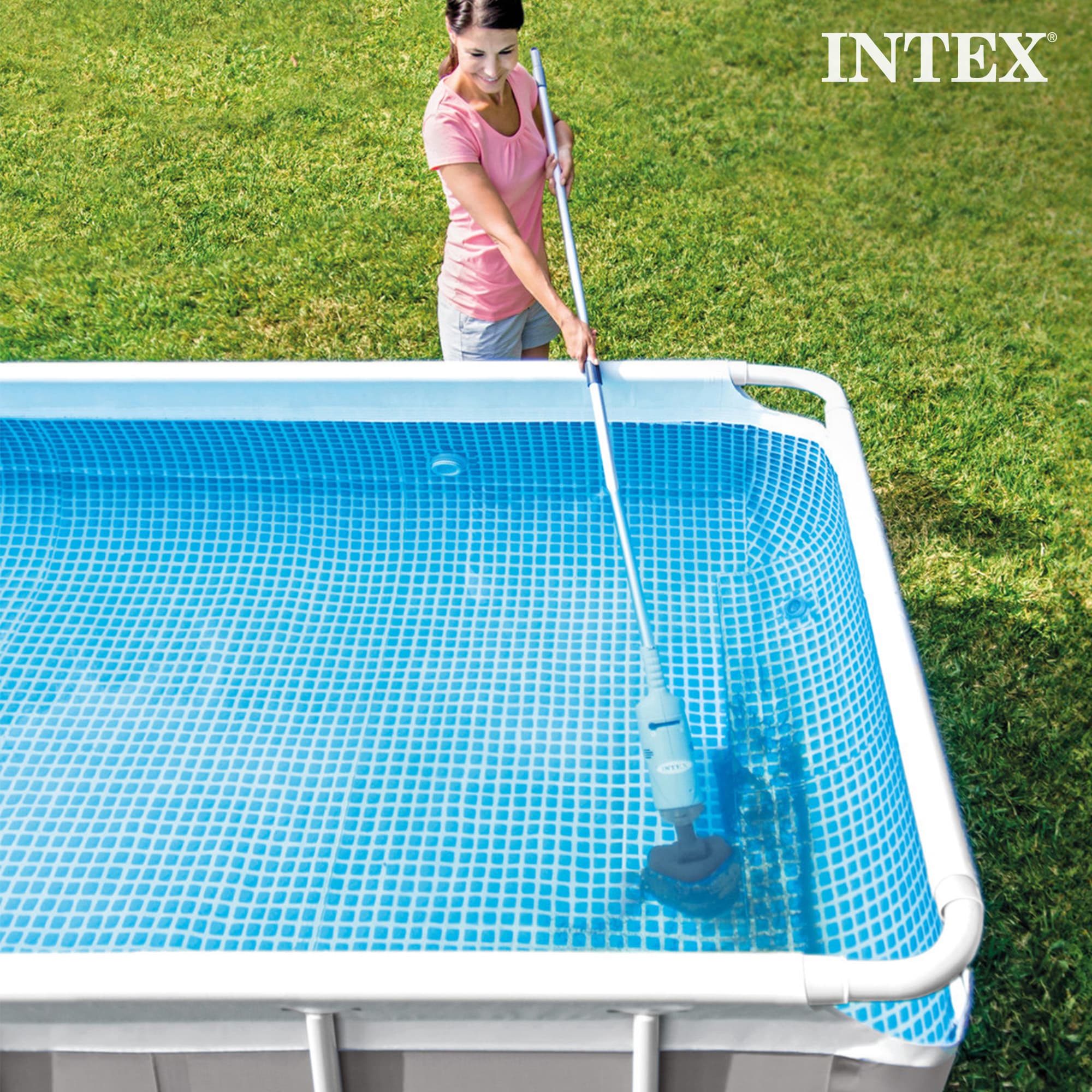 TEMU Intex Handheld Pool Vacuum Cleaner Rechargeable 94 Inch Telescoping Shaft And 2 Interchangeable Brush Heads For Above Ground Swimming Pool And Spa