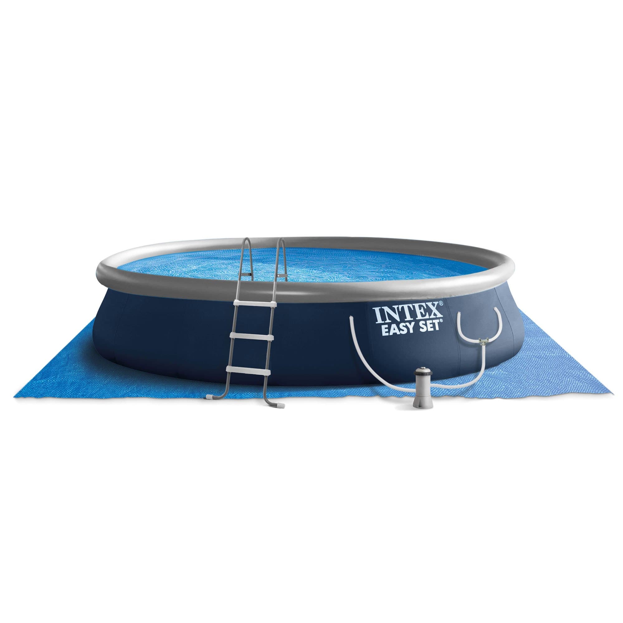 TEMU Intex 15' X 42" Round Inflatable Outdoor Above Ground Swimming Pool Set With 1000 Gph Filter Pump, Ladder, , And Pool Cover