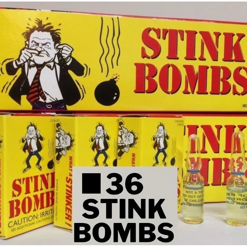 TEMU Stink Bombs - (1 Case Of 36)- 12 Little Yellow Boxes With 3 Vials Of Stink Bombs In Each Box. Eggs Joke Prank