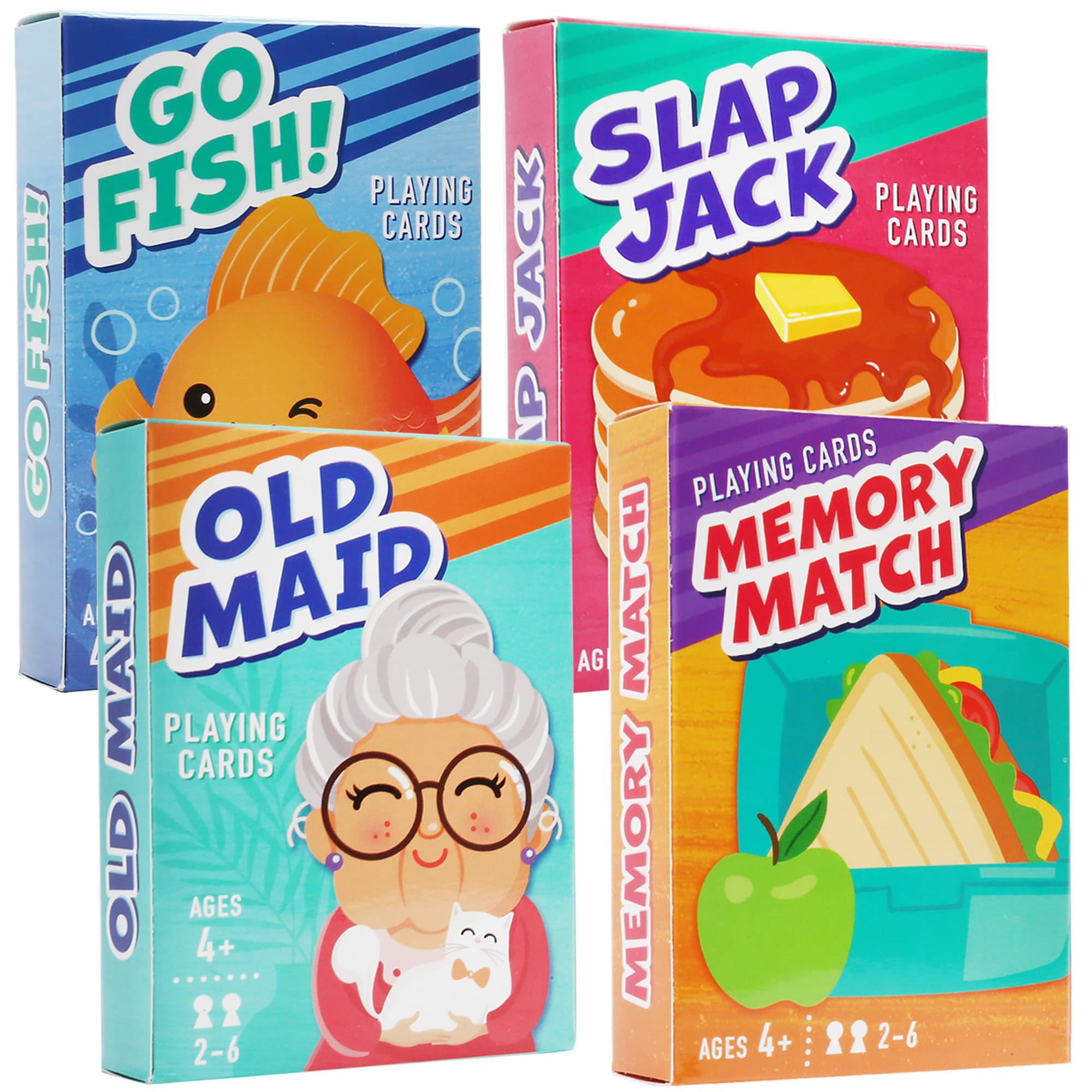 TEMU 4 Pack For Kids, 4 Decks Playing Cards, Memory Match, Slap Jack, , Old Maid, Christmas Gift, Birthday Gift For Kids, For , 4 In Cards