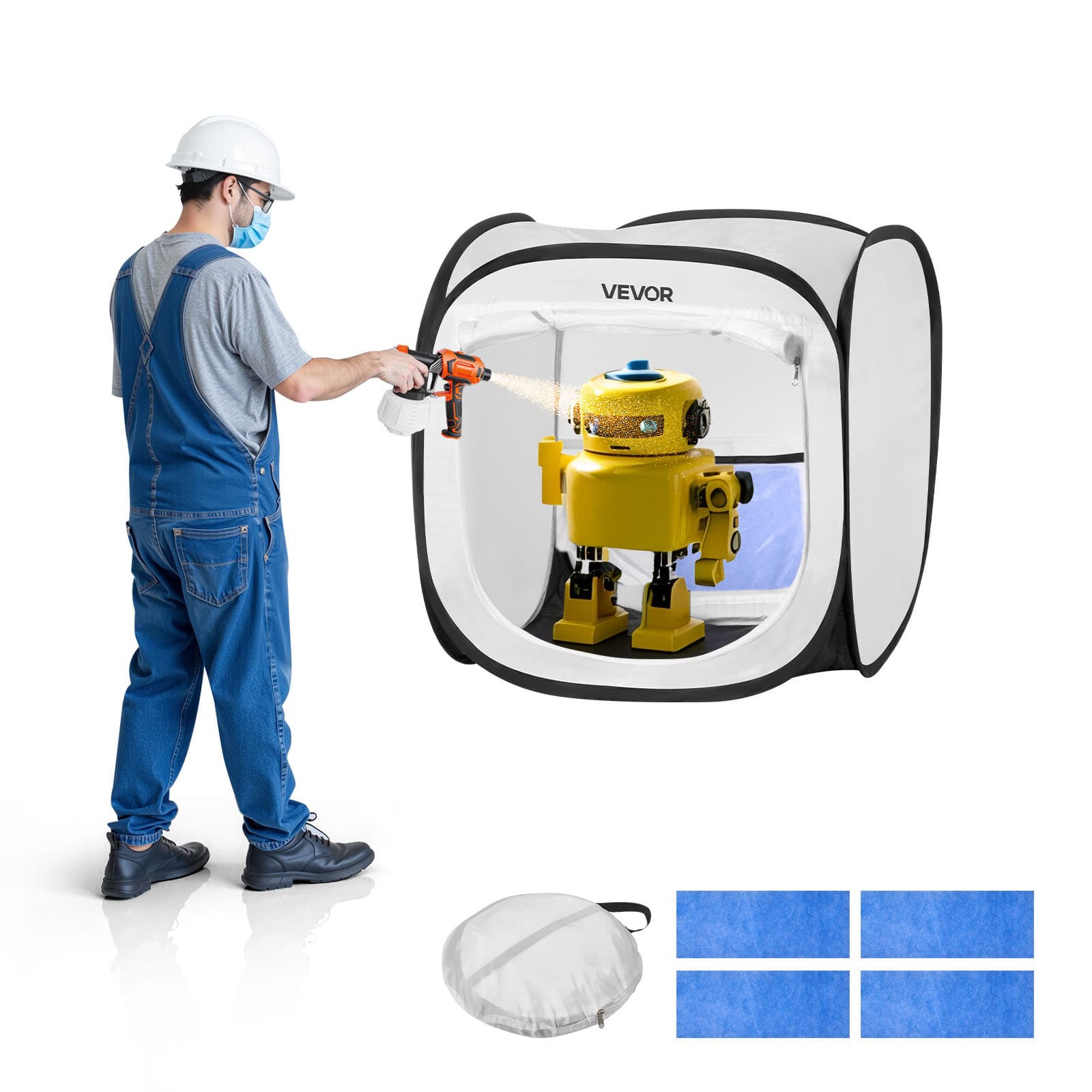TEMU Vevor Portable Paint Booth Tent, 15.94 X 15.94 X Inch Pop-up Portable Spray Paint Tent With Mesh Door, Spray Painting Tents For Small Models, Sculptures, Vases, Photo Frames, Pop-