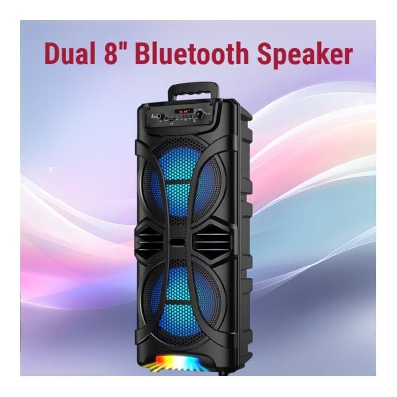TEMU 6800w Bluetooth Speaker –dual 8" Subwoofer Portable Wireless Speaker With Tws, Usb/tf/aux/fm, Rechargeable, Heavy For Party & Outdoor