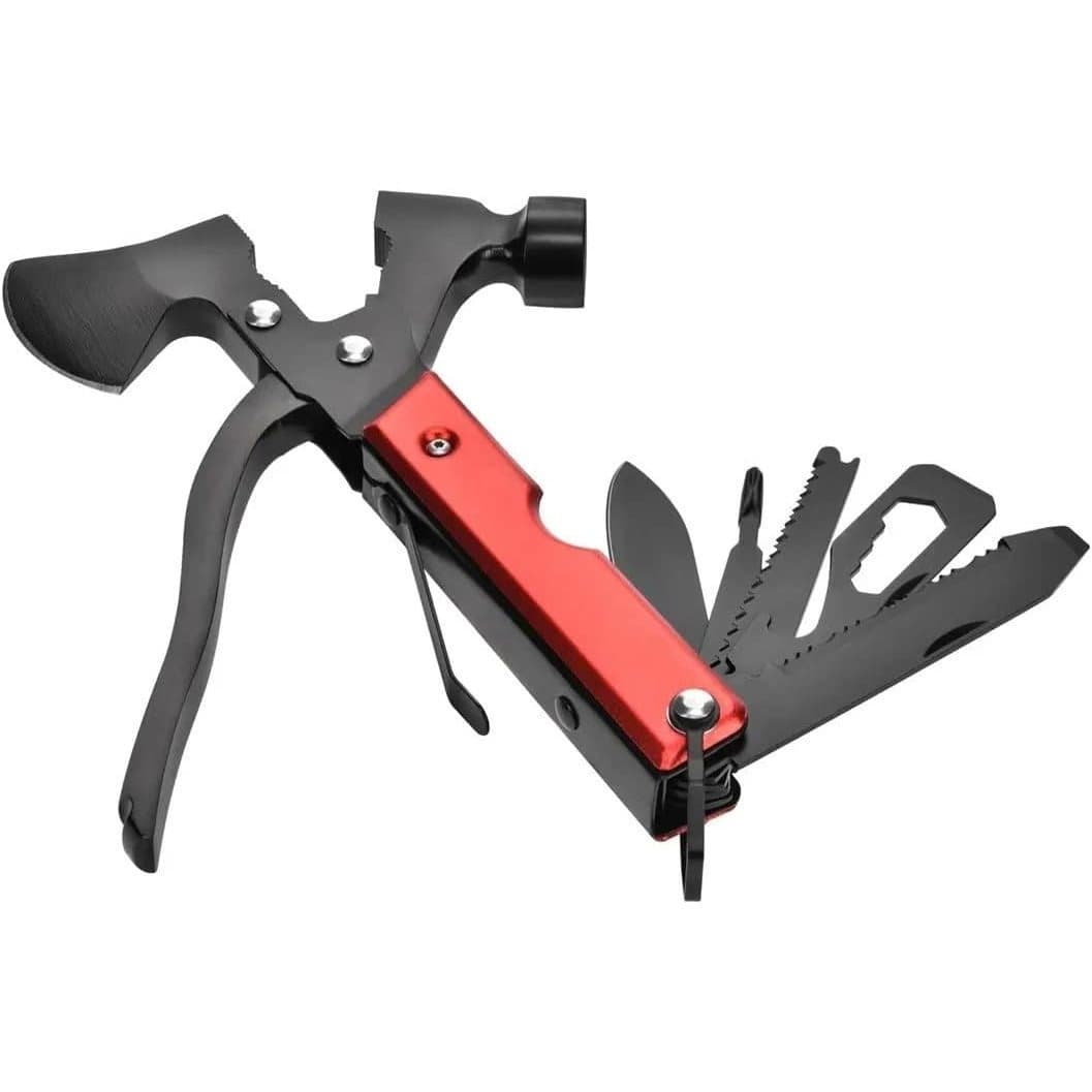 TEMU 14-in-1 Tool Multi-functional Hammer Axe 18cm With Fabric Bag, Camping Accessories, Gift For Him, Men, Dad, Boyfriend - Pure