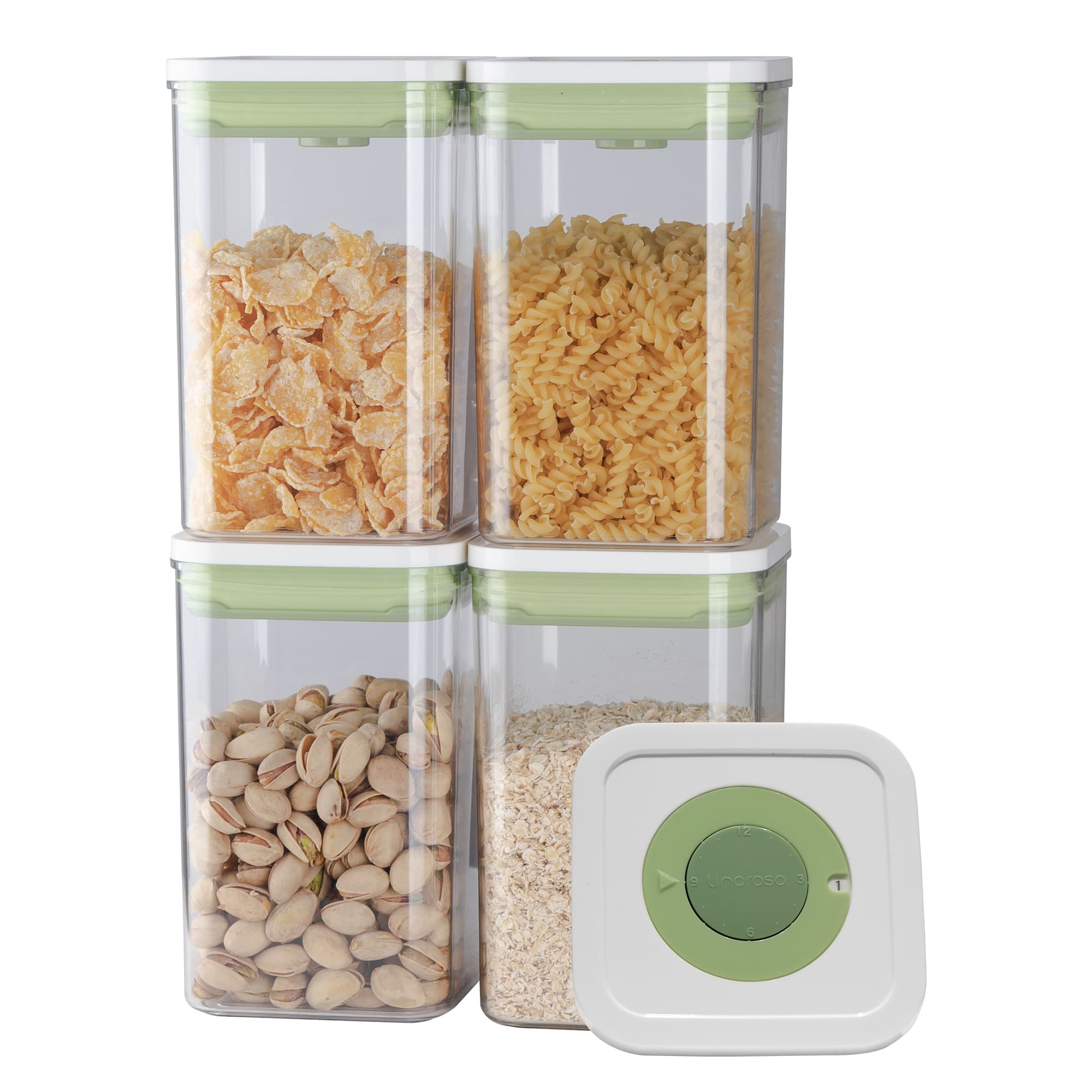 TEMU Set Of 4 Pop Airtight Food Storage Containers With Date Recording Lids, Stackable Plastic Kitchen Storage Containers, Dry Cereal Container Set For Pantry Countertop Fridge Organization