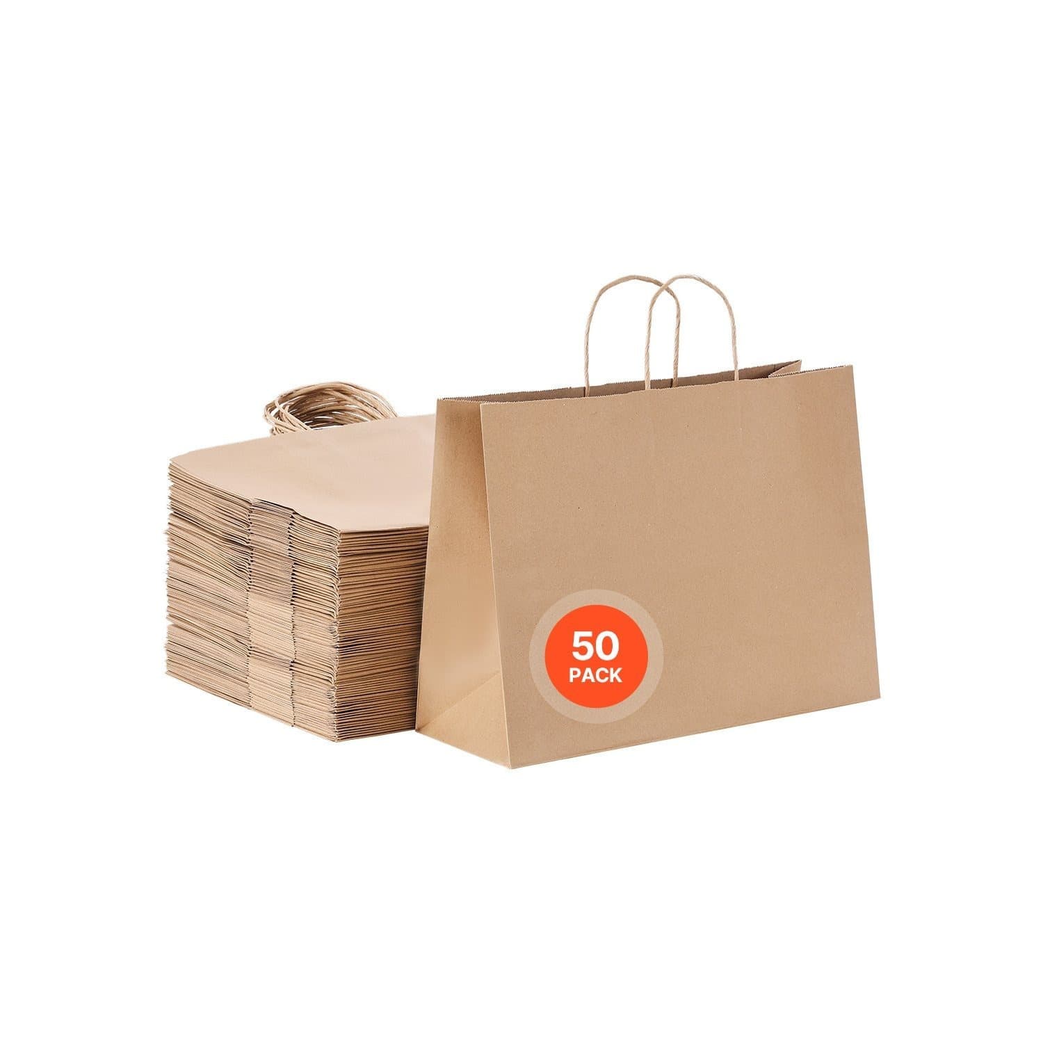TEMU Vevor Paper Bag With Handles 50pcs / 100pcs 16x6x12 In Party Shopping Retail Bag White / Brown / Black