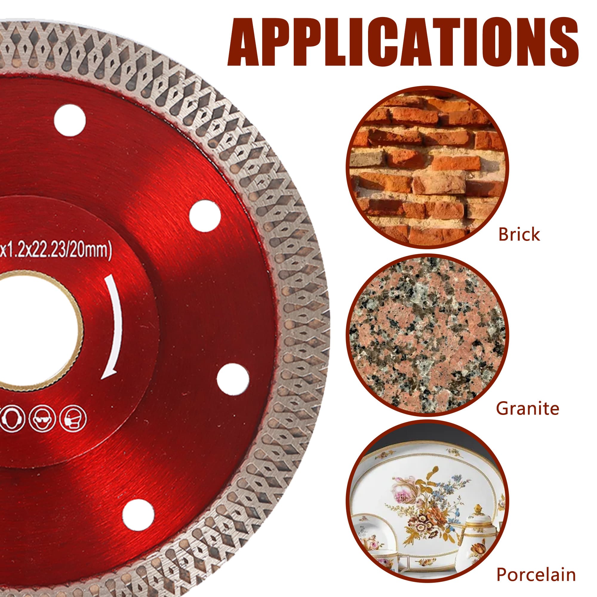 TEMU 2pcs 4.5" Diamond Porcelain Saw Blades - Super Thin Ceramic Cutting Discs For Tile, Granite, Porcelain & Brick, 8000-11000 Rpm, Dry/wet Use With X-shaped Teeth & Paper Backing ( Quality)