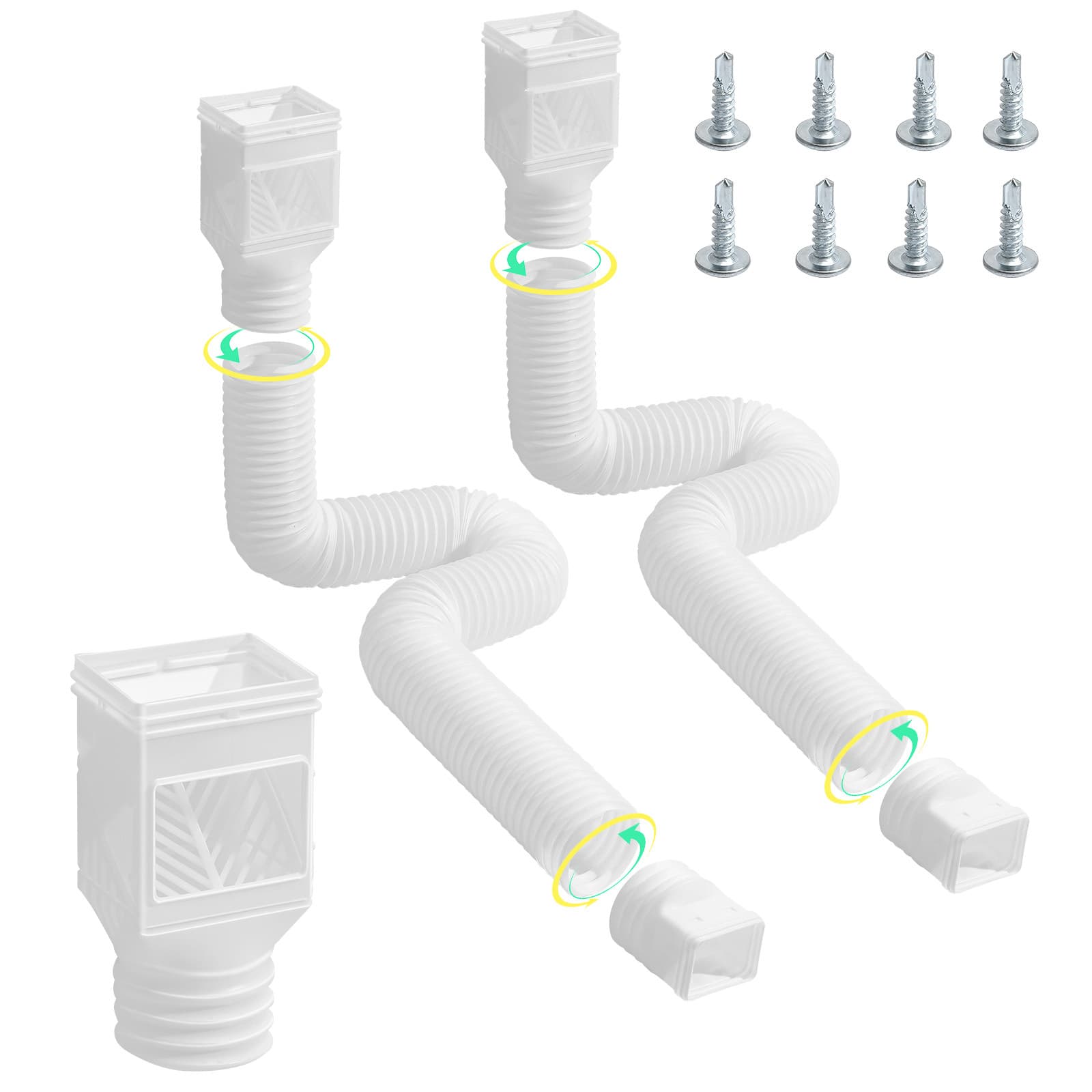 TEMU Rain Gutter Downspout Extensions 2-pack Flexible Downspout Extender White