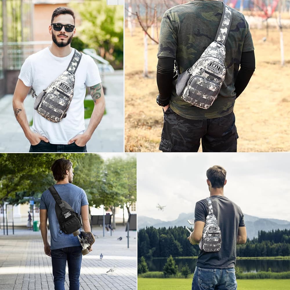 TEMU Men's Chest Bag With Adjustable Strap Men's Crossbody Canvas Shoulder Bag, Men's Backpack For Sport Crossbody Sling Backpack Fanny Pack