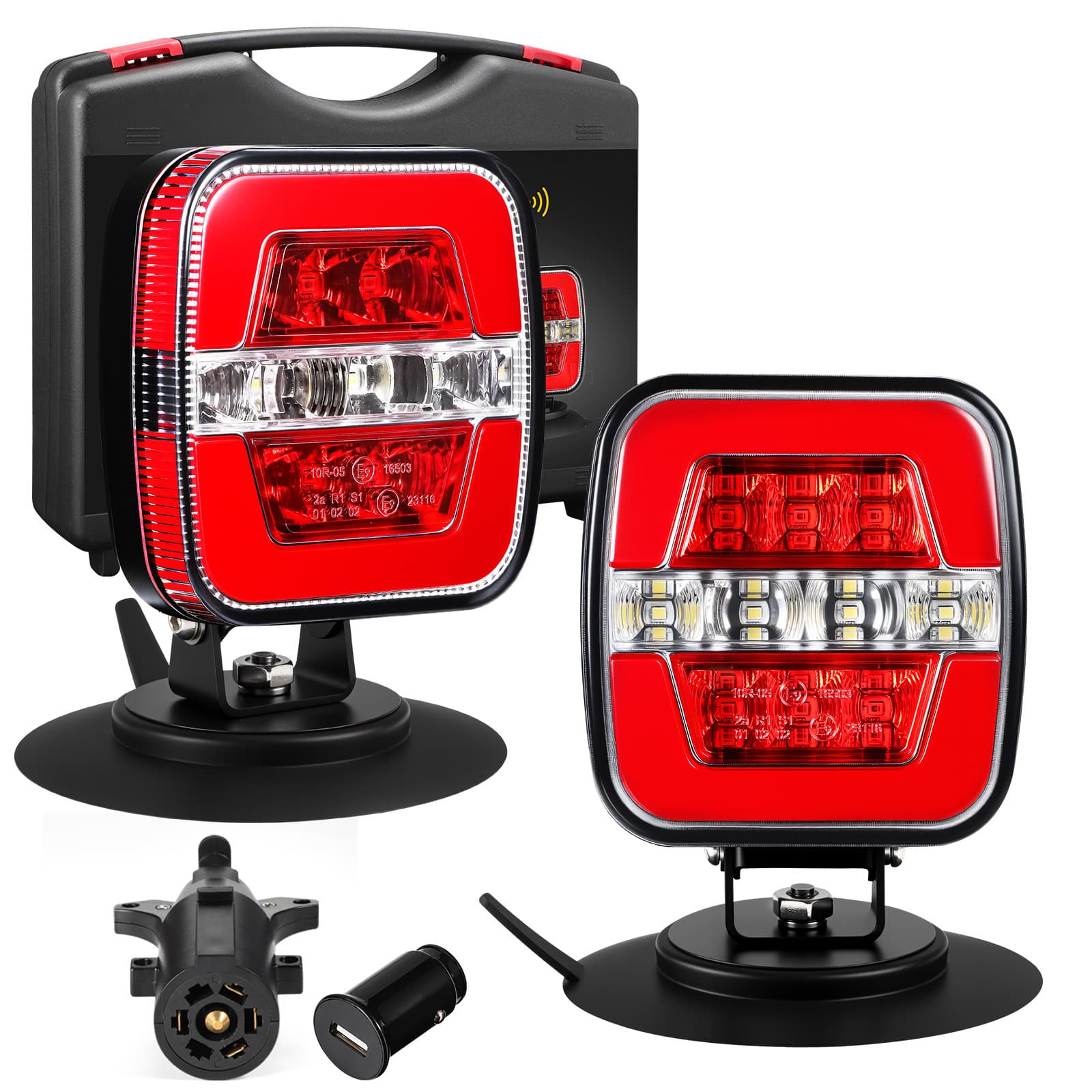 TEMU Wireless Trailer Light Kit, Portable Magnetic Led Tow Lamp, Stop Brake Turn Reverse Towing Tail Lights For Trucks Trailers