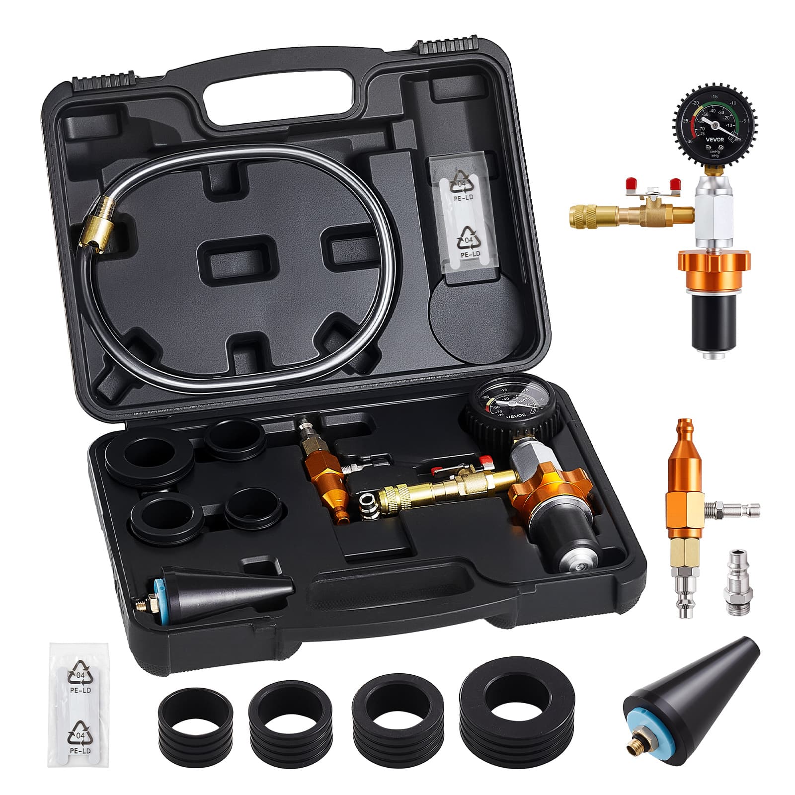 TEMU Vevor Radiator Vacuum Refill Kit, Cooling System Vacuum & Purge Fill Tool With Gauge, Portable Radiator Coolant Filling Kit With Toolbox, Universal Fit For Most Cars Suvs And Trucks