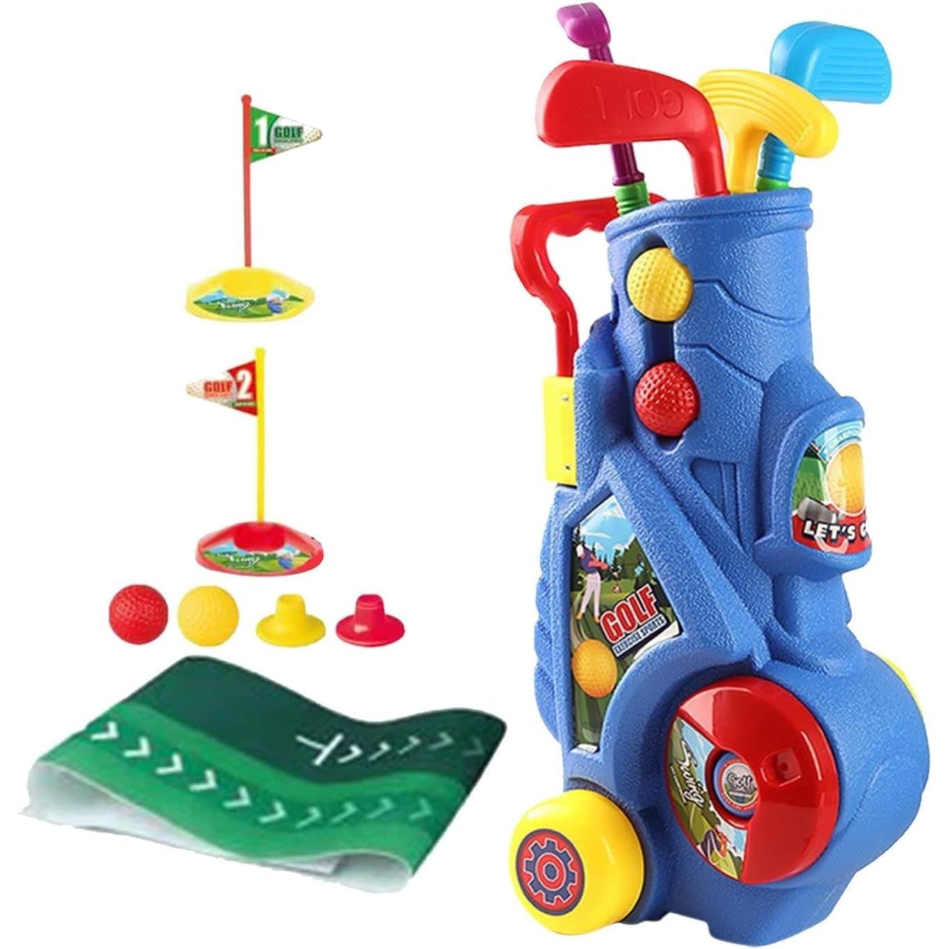 TEMU Club Set, Indoor Outdoor Sports Toys,golf Set With Putting Mat, Balls, Golf Clubs, Golf Cart ,suitable For Family Sports And Entertainment,popular Gifts