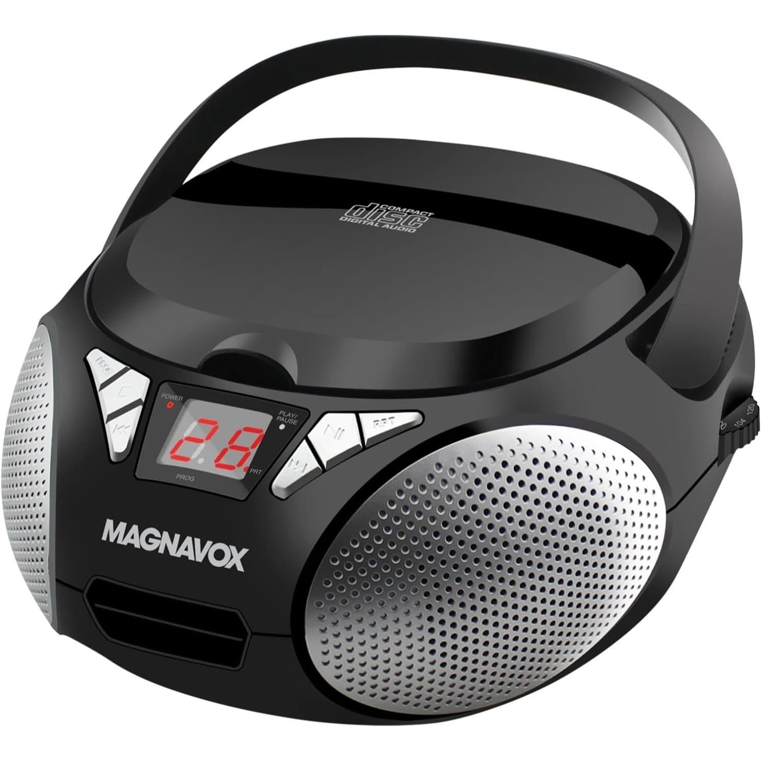 TEMU Md6924 Portable Top Loading Cd Boombox With Am/fm Stereo Radio In Black | /cd-rw Compatible | Led Display | Aux Input | Programmable Cd Player | 1.6 Watts Of Audio