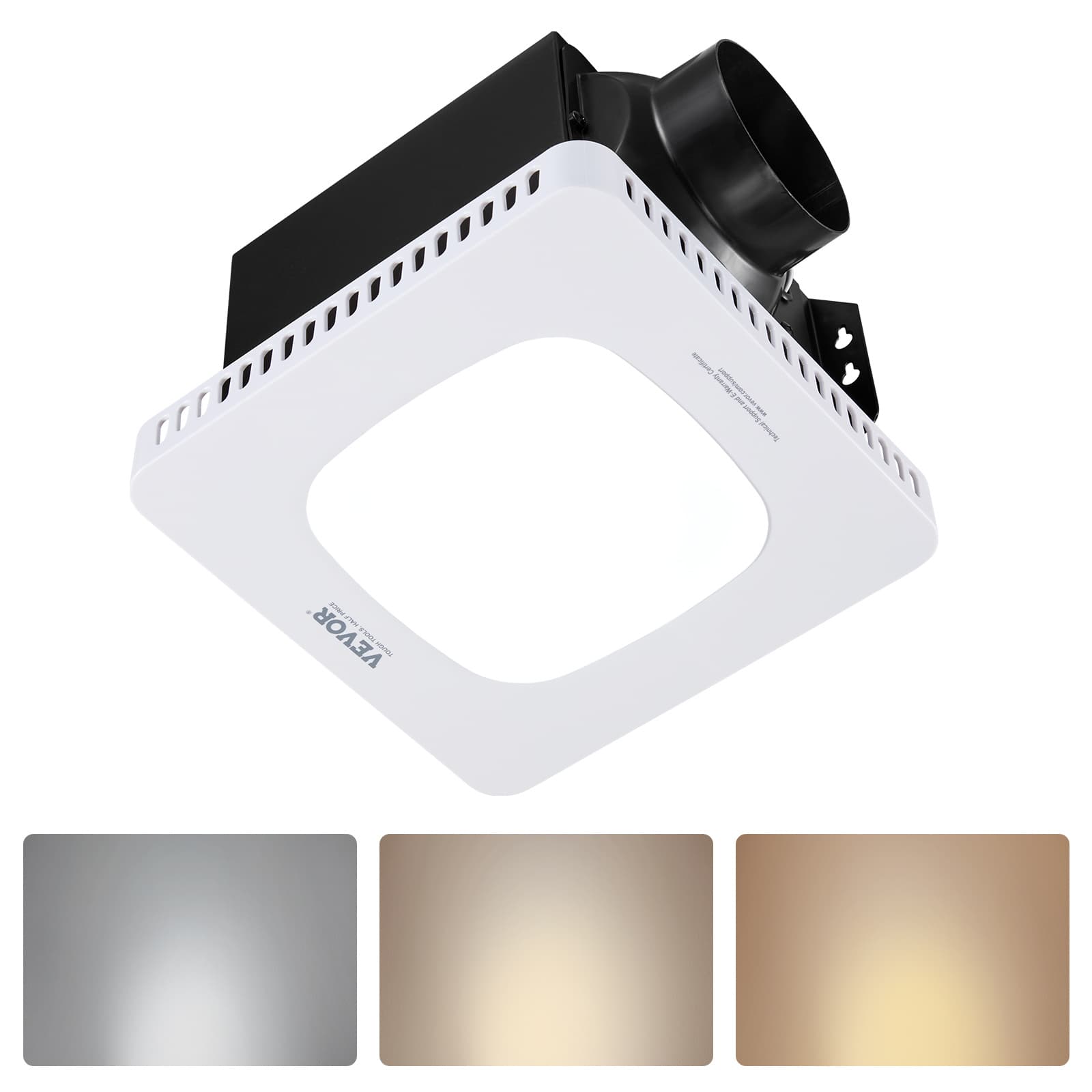 TEMU Vevor Bathroom Exhaust Fan With Led Light, 80 Cfm Bathroom Vent 3 Gear Color Temp, 1.5 Low-noise, Premium Ac Motor Ceiling Fan For Laundry Room, Storage Room, Home Ventilation, White