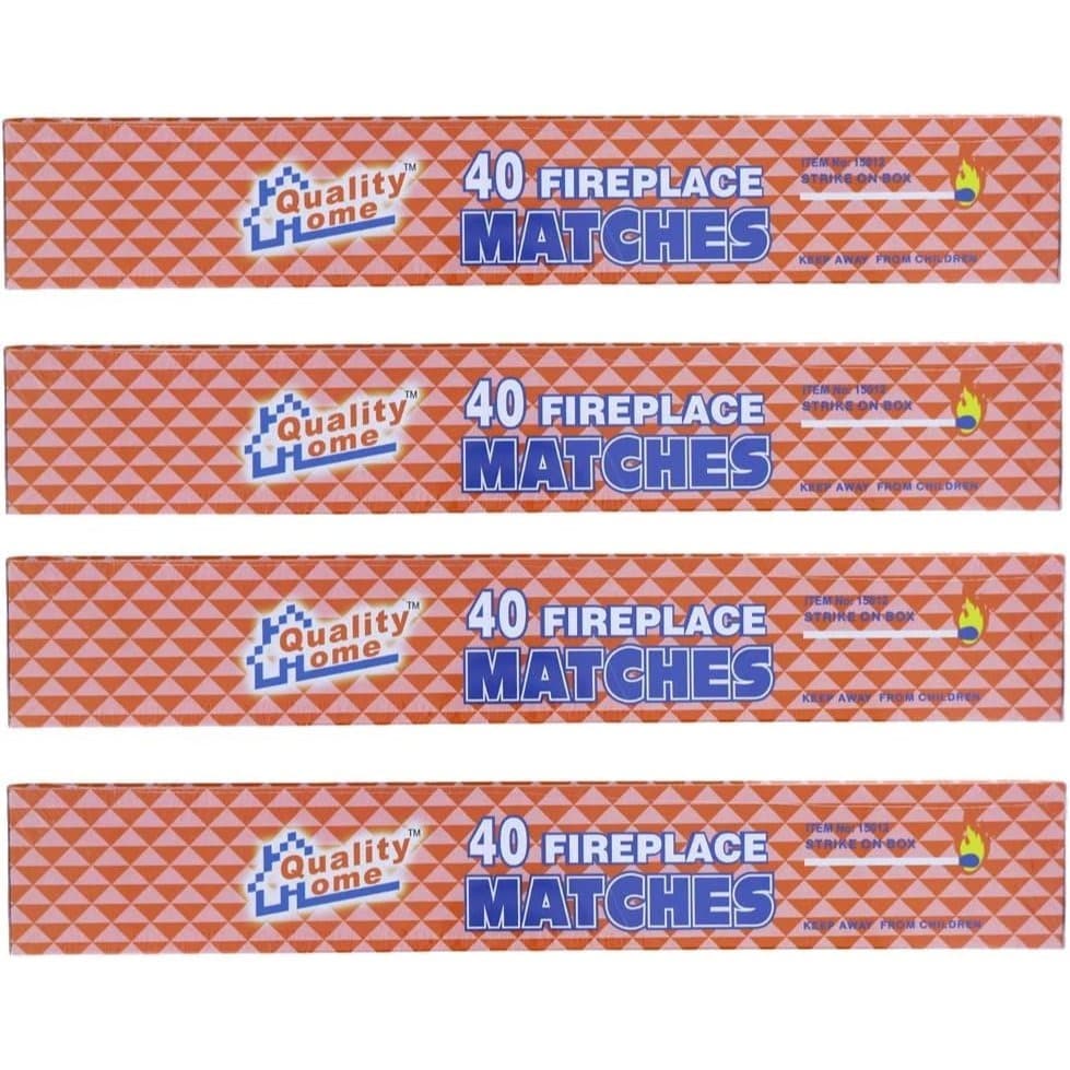 TEMU Long Wooden Fireplace Matches For Candles, Camping, Bbq Grilling - 11" Matches, 40 In Each Box (4)