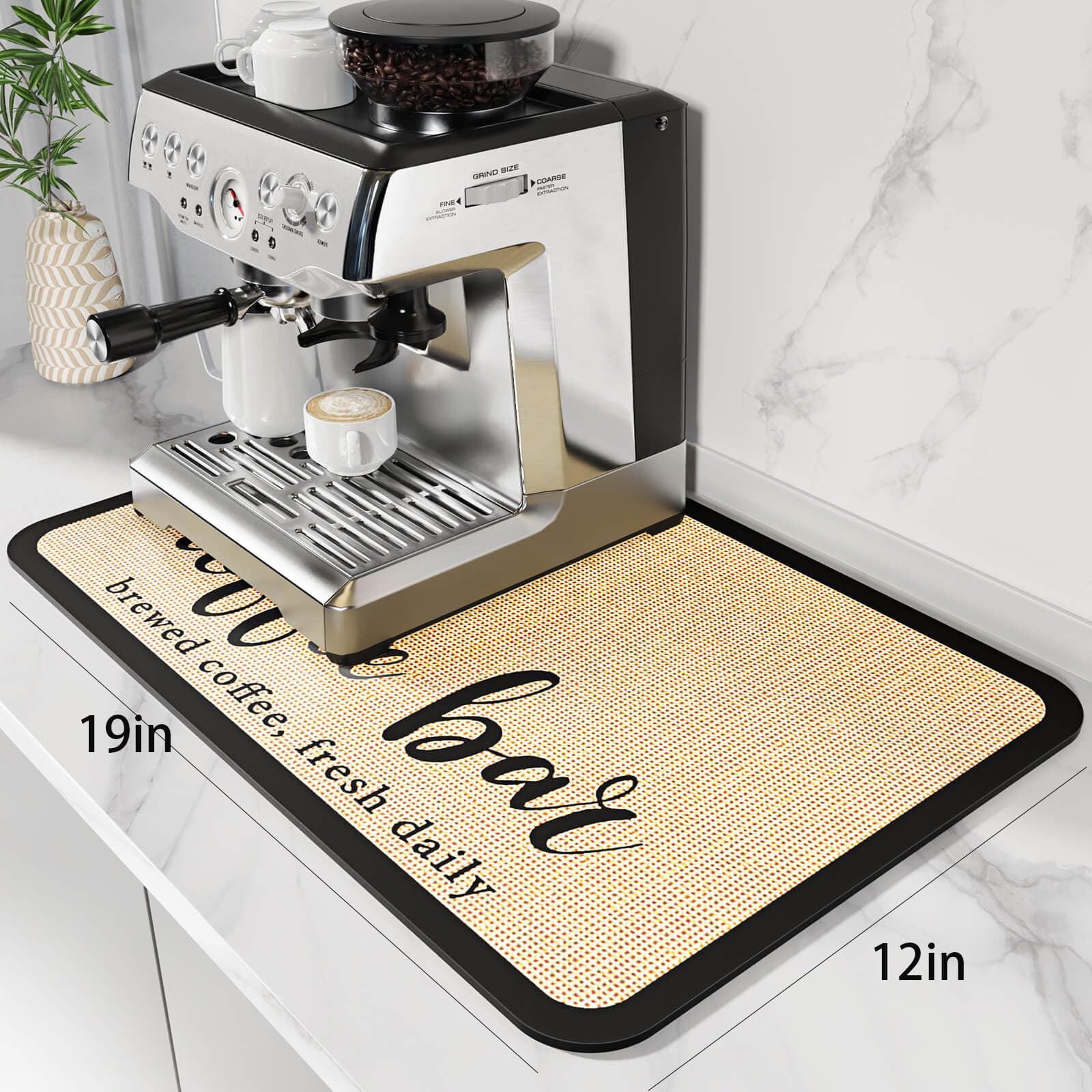 TEMU 19x12 Inch Coffee Bar Mat, Absorbent Dry Mat With Absorbent Dry Mat On The Rubber Back, Waterproof, Suitable For Coffee Machine, Espresso Machine, Coffee Bar Accessories,