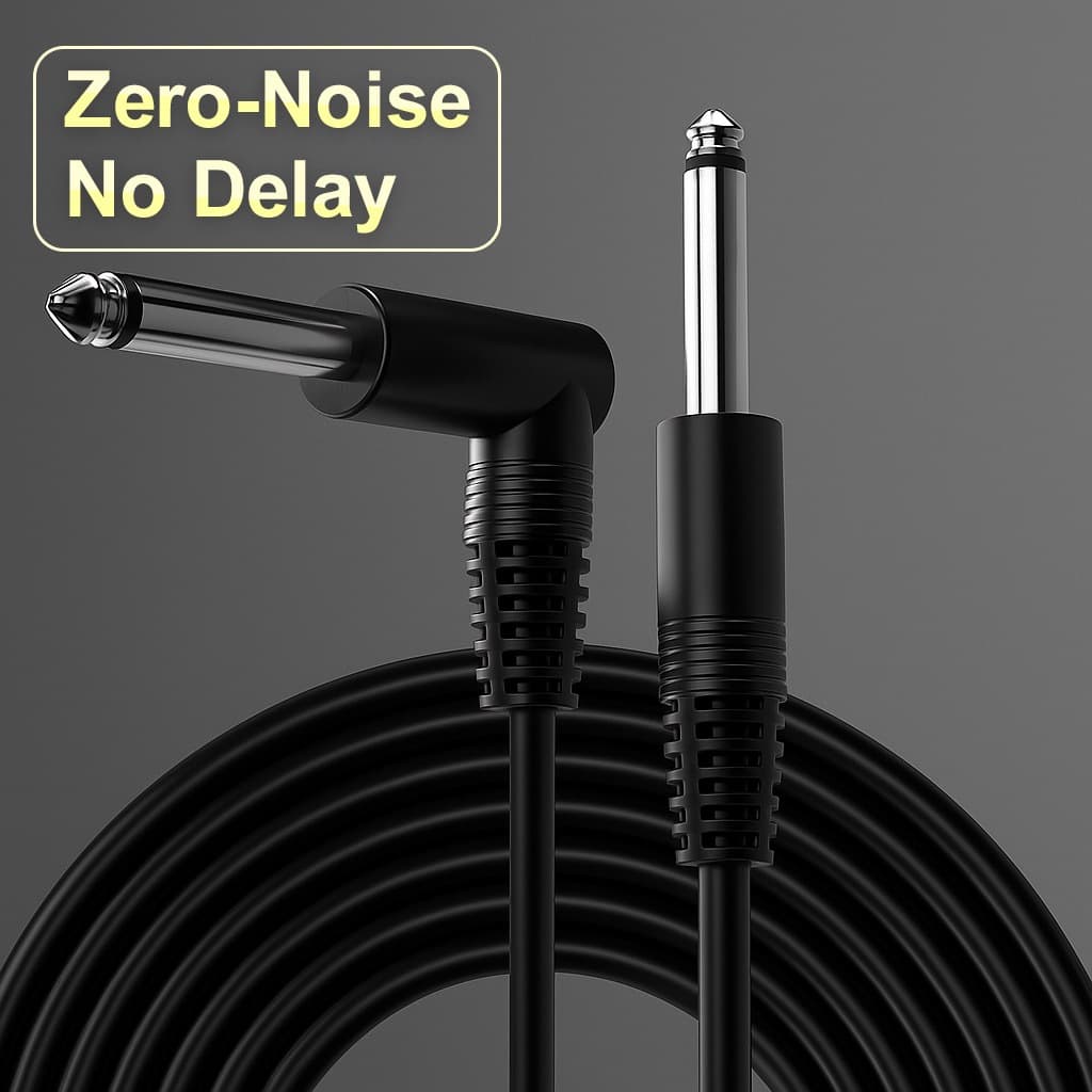 TEMU Guitar Cable, Instrument Cable – (5 Ft, 10 Ft, 16.5 Ft, 33 Ft) 1/4 Inch Cable, Straight To Right Angle, For Electric Guitar, Bass, Keyboard, Amp & Other Instruments