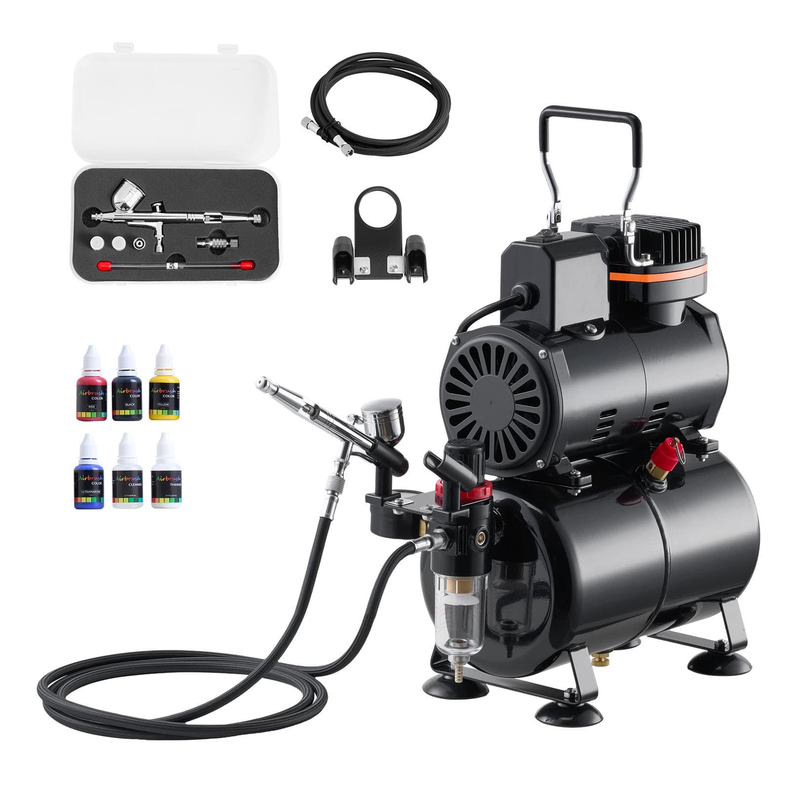 TEMU Vevor Airbrush Kit Air Brush Kit 1/6 Air Compressor Tank 1 Airbrush 3 Tips