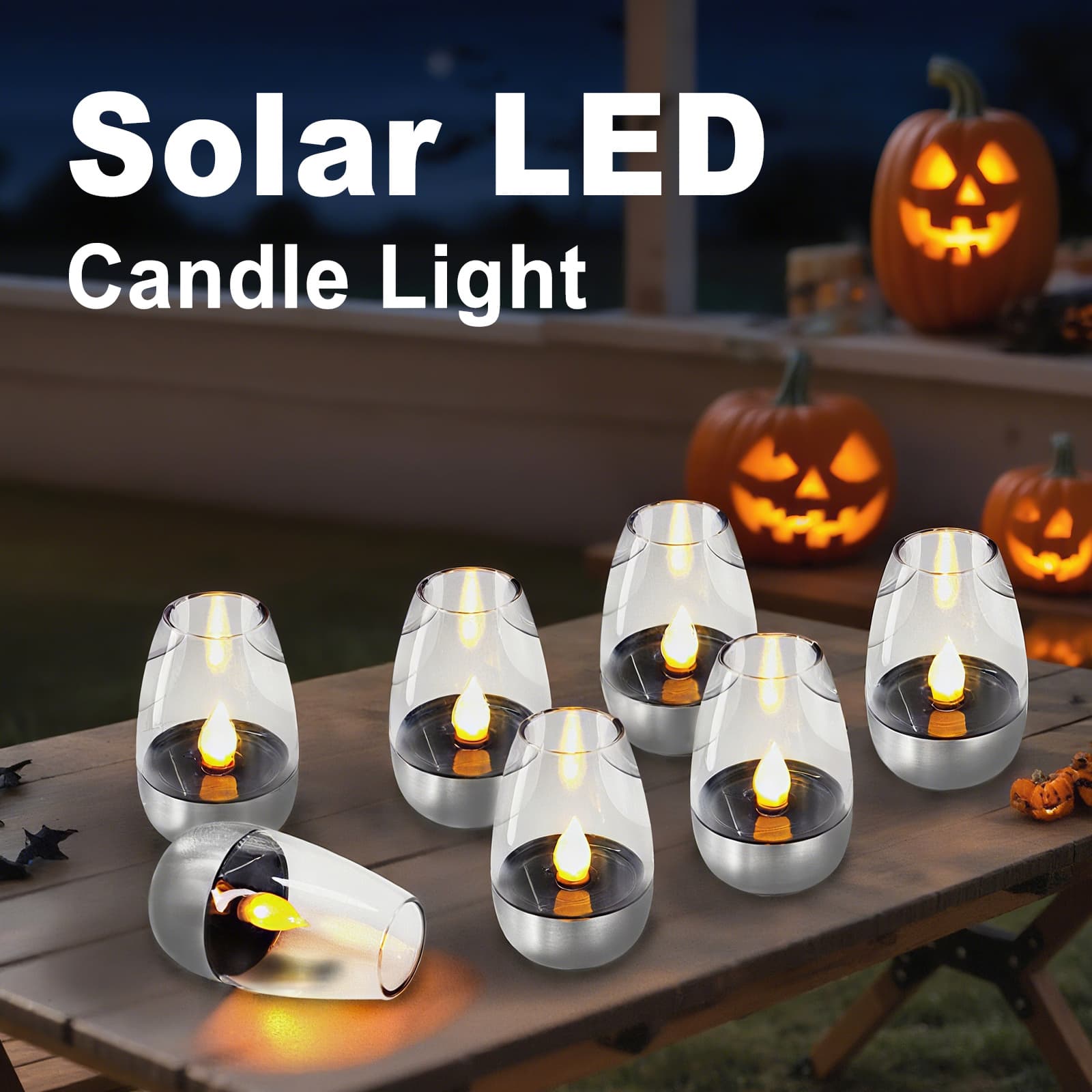 TEMU Solar-powered Led Candle Light, Flickering Solar Desk Lamp For Halloween Decorations, Ip44 Solar Outdoor Lights For Garden,weddings, Bars, Home, Dinner Outdoor Picnics
