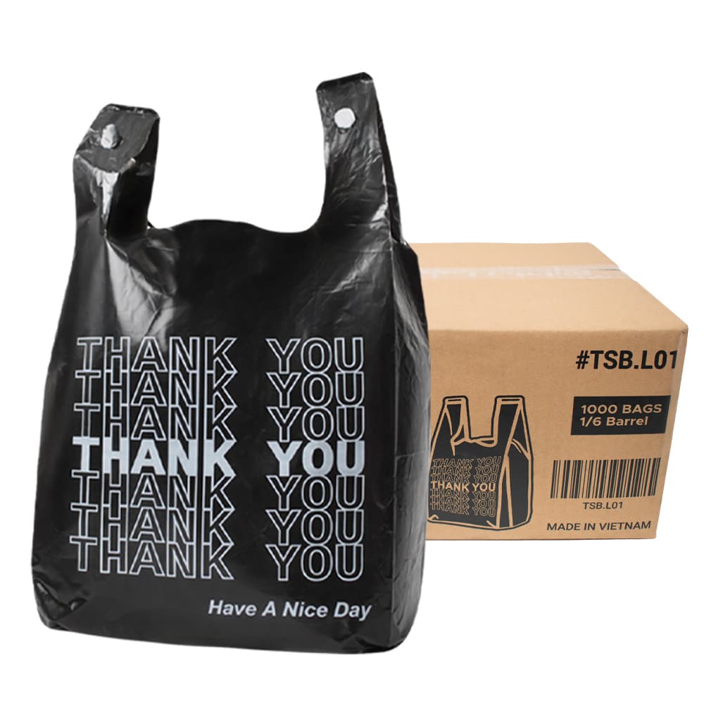 TEMU 1000 Count Heavy Duty Thank You T-shirt Bags – Black Plastic Shopping Bags With Handles, Bulk Grocery Retail Takeout Bags 11.5 X 6.5 X 22 In