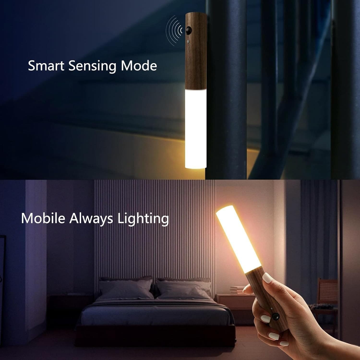 TEMU Motion Sensor Led Night Light Magnetic Wall Lamp Usb Rechargeable Stick-on Led