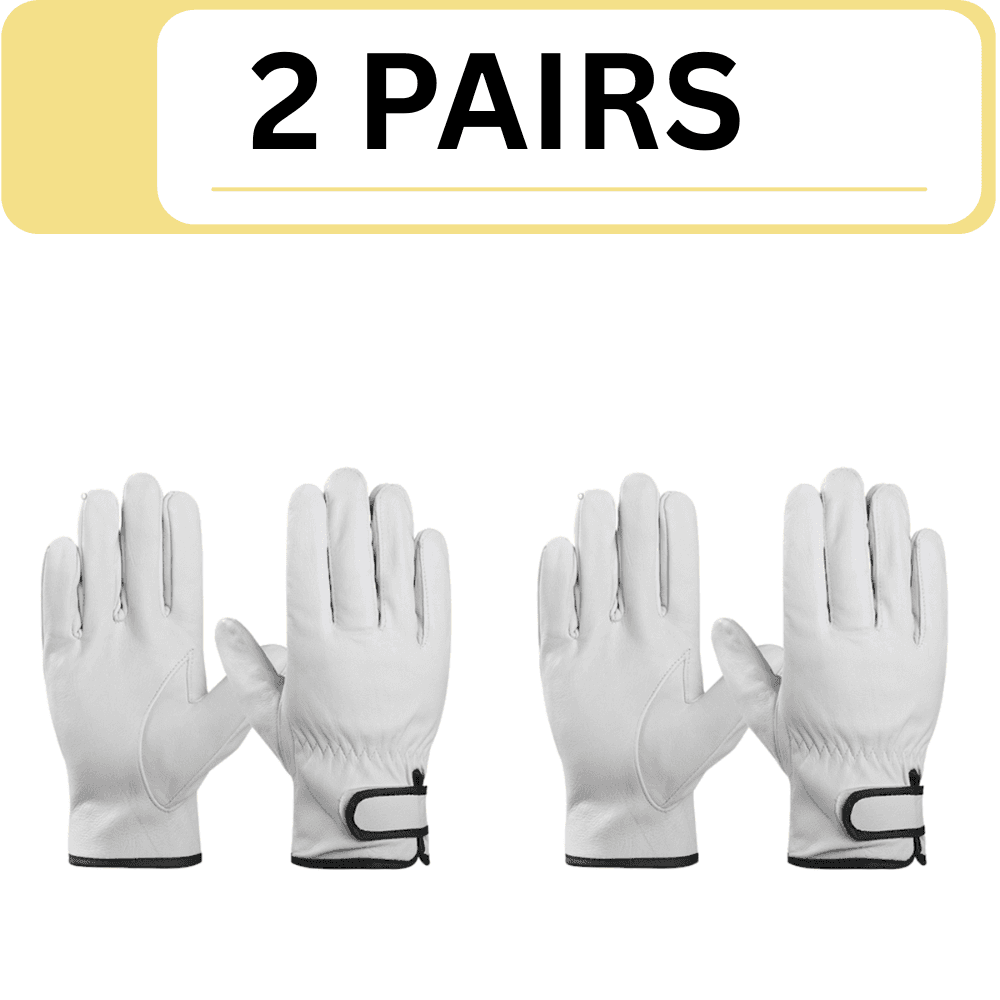 TEMU 2 Pair Goatskin Leather Work Gloves With Adjustable Wrist Strap – Durable Heavy Duty Safety Gloves For , Ideal For Construction, Gardening, Landscaping, Warehouse, Welding & Outdoor Work