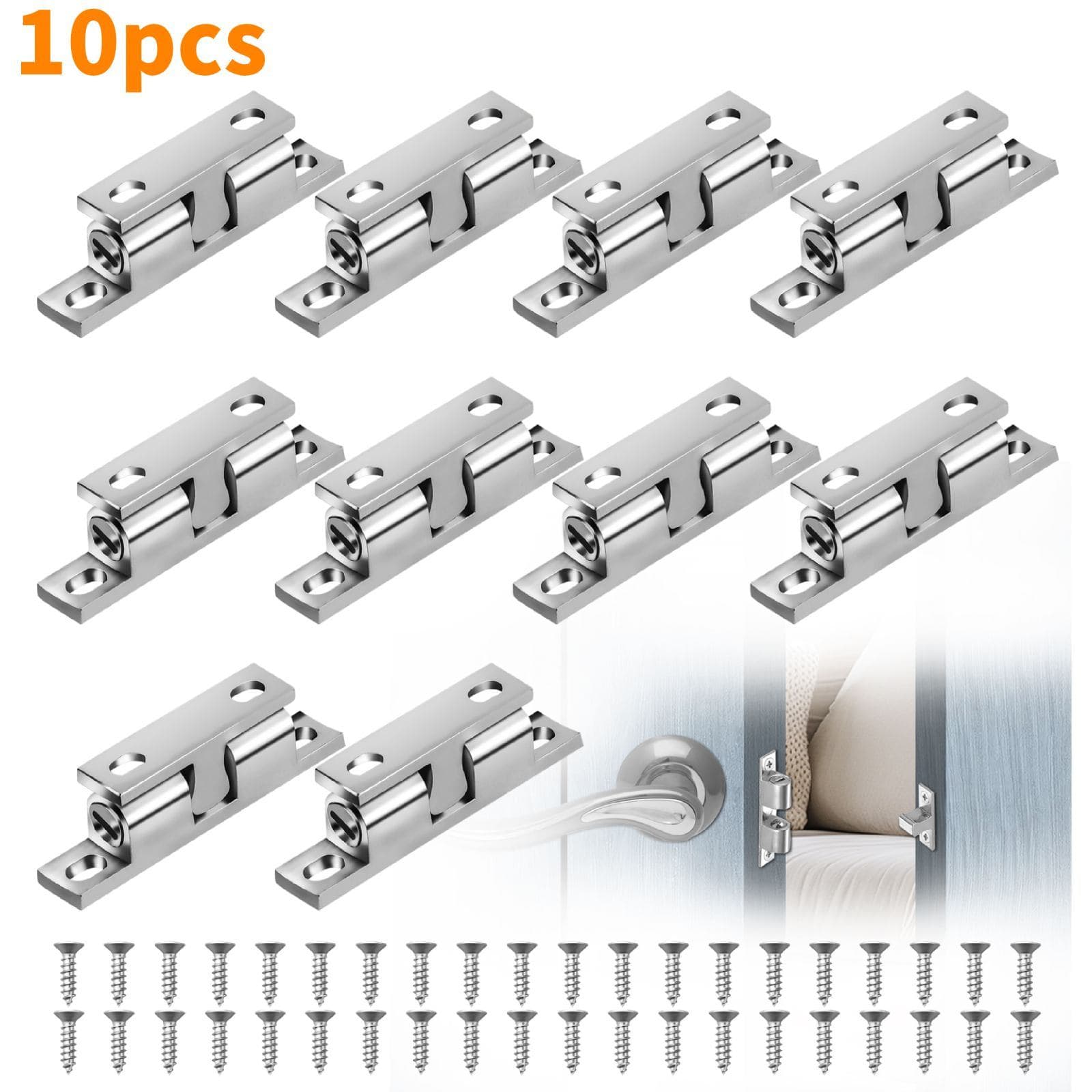 TEMU 10pcs Heavy-duty Double Ball Catches, Adjustable Tension Ball Latch, Alloy Door Roller Catch For Furniture, Cabinet, Closet , Door Hardware