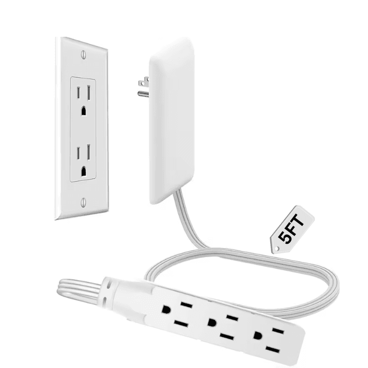 TEMU Ultra Thin Flat Plug Extension Cord – Power Strip Socket With 3 Outlets, Outlet Concealer, Space Saving For Behind Furniture & Small Spaces, , Power Socket Extender Power Socket Expander