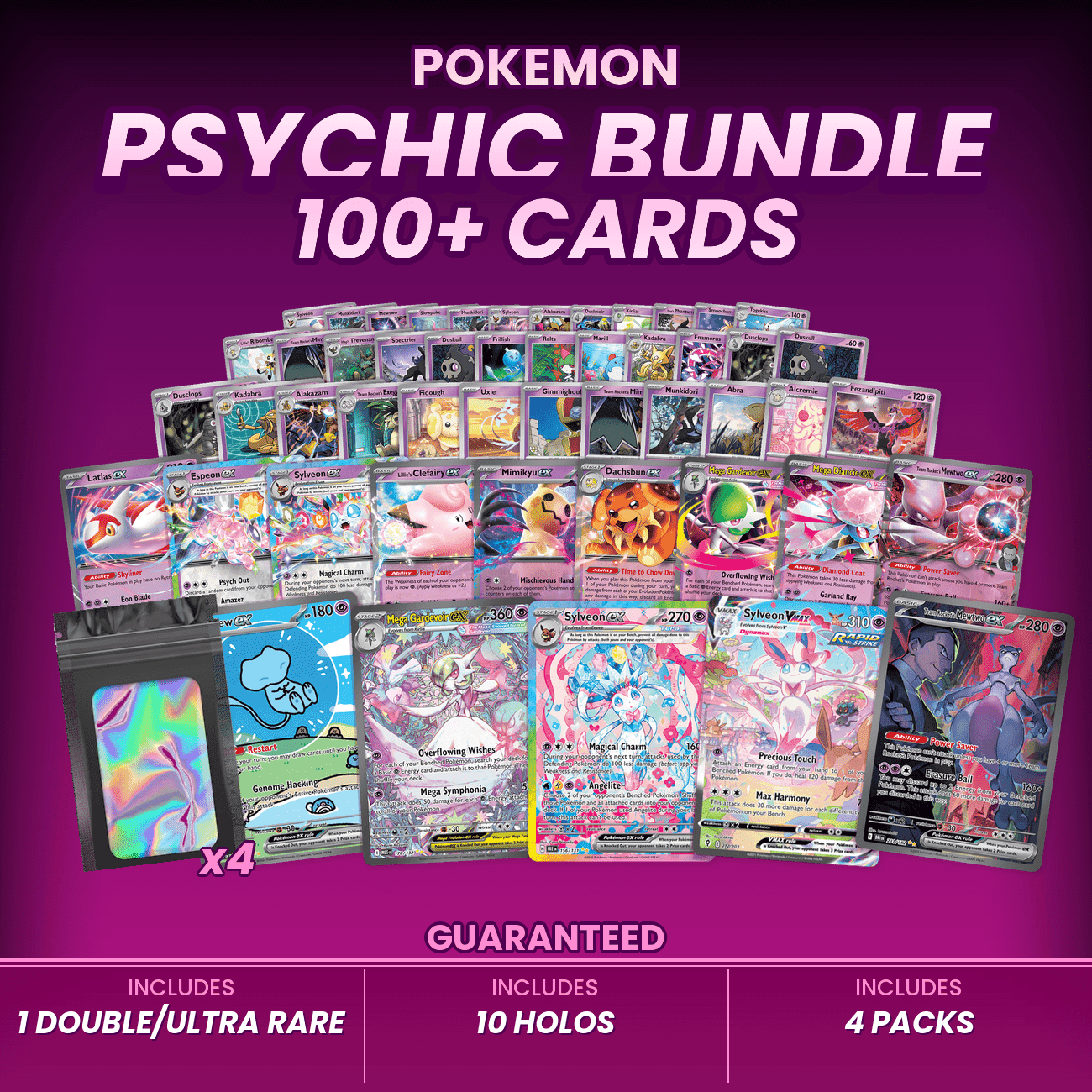 TEMU Bundle | 100+ Authentic Tcg Cards | Ultra Rare | 10 | 4 Holographic Bags