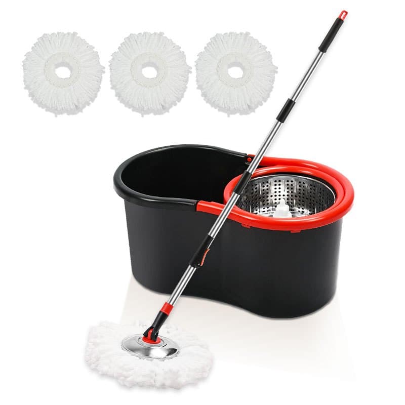 TEMU Spin Mop And Bucket Set, Mop Bucket For Office, Home, Mop With 3 Microfiber Mop Replacement Heads And Stainless Steel Adjustable Handle For Floor Cleaning, Bucket Floor Cleaning System