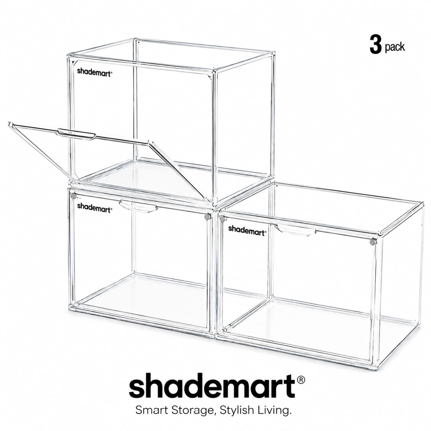 TEMU 3pcs Clear Display Case Dustproof Storage Bins Containers Organizer Bag For Collectibles/ Car Model