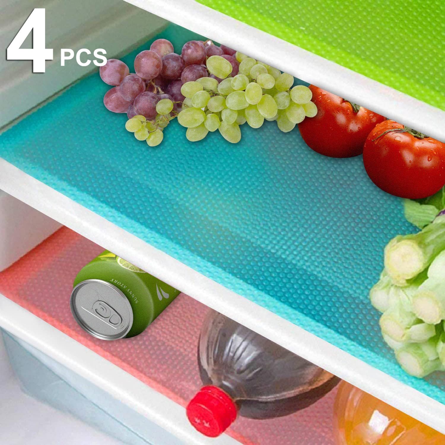 TEMU 4pcs () Refrigerator Liners Mats Washable, Refrigerator Mats Liner Waterproof Oilproof, Fridge Liners For Shelves, Cover Pads For Freezer Glass Shelf Cupboard Cabinet Drawer