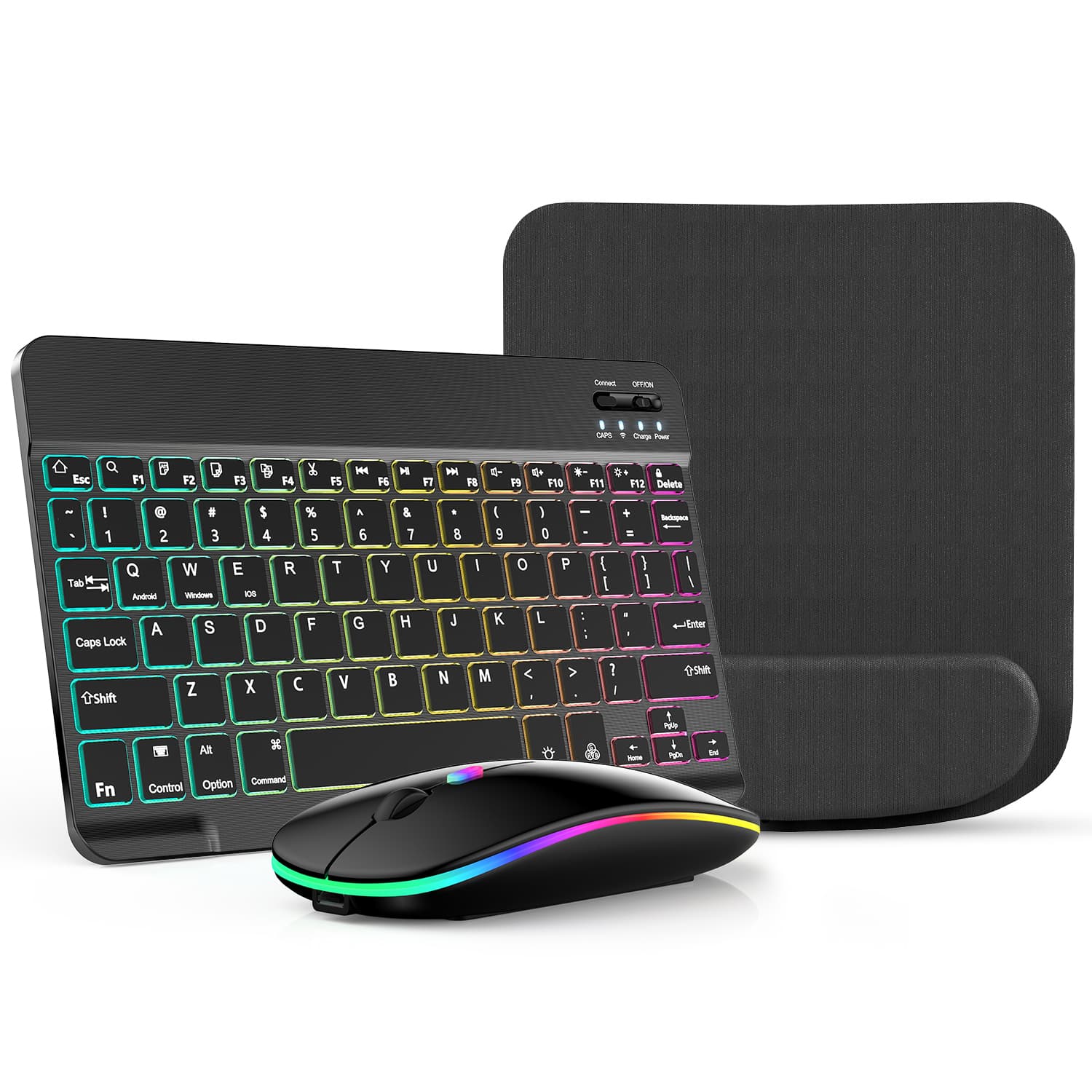 TEMU 10-inch Wireless Rgb Backlit Gaming Keyboard And Mouse Set, Portable Keyboard Mouse And Mouse Pad Combo For Pc Ios Tablets And Computers