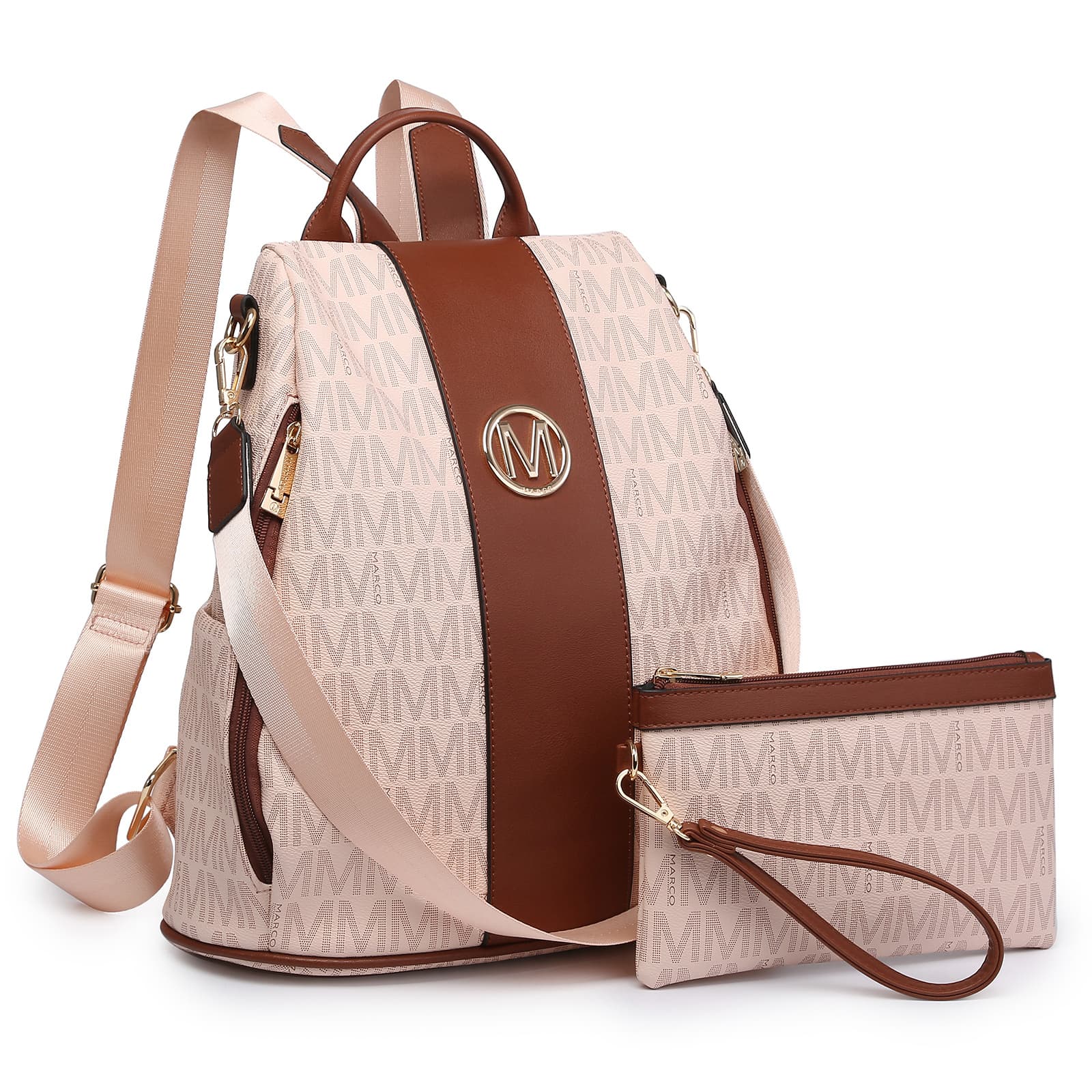 TEMU 2pcs Set Women's Fashion Anti-theft Rucksack & Shoulder Bag Multifunctional Travel Purse