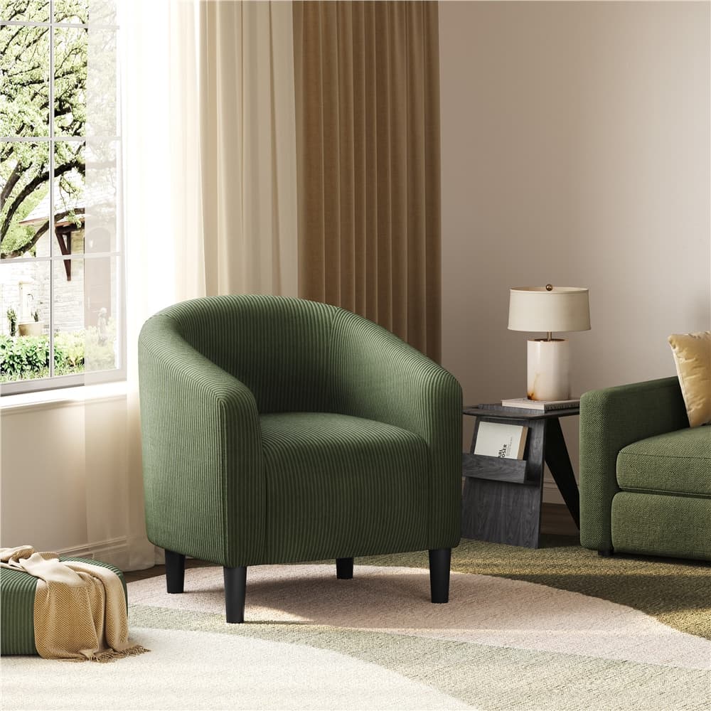 TEMU Accent Chair, Corduroy Fabric Upholstered Chair With Armrest & Padded, Arm Chair For Living Room, Bedroom, Reception Room, Office, Effortless Assembly