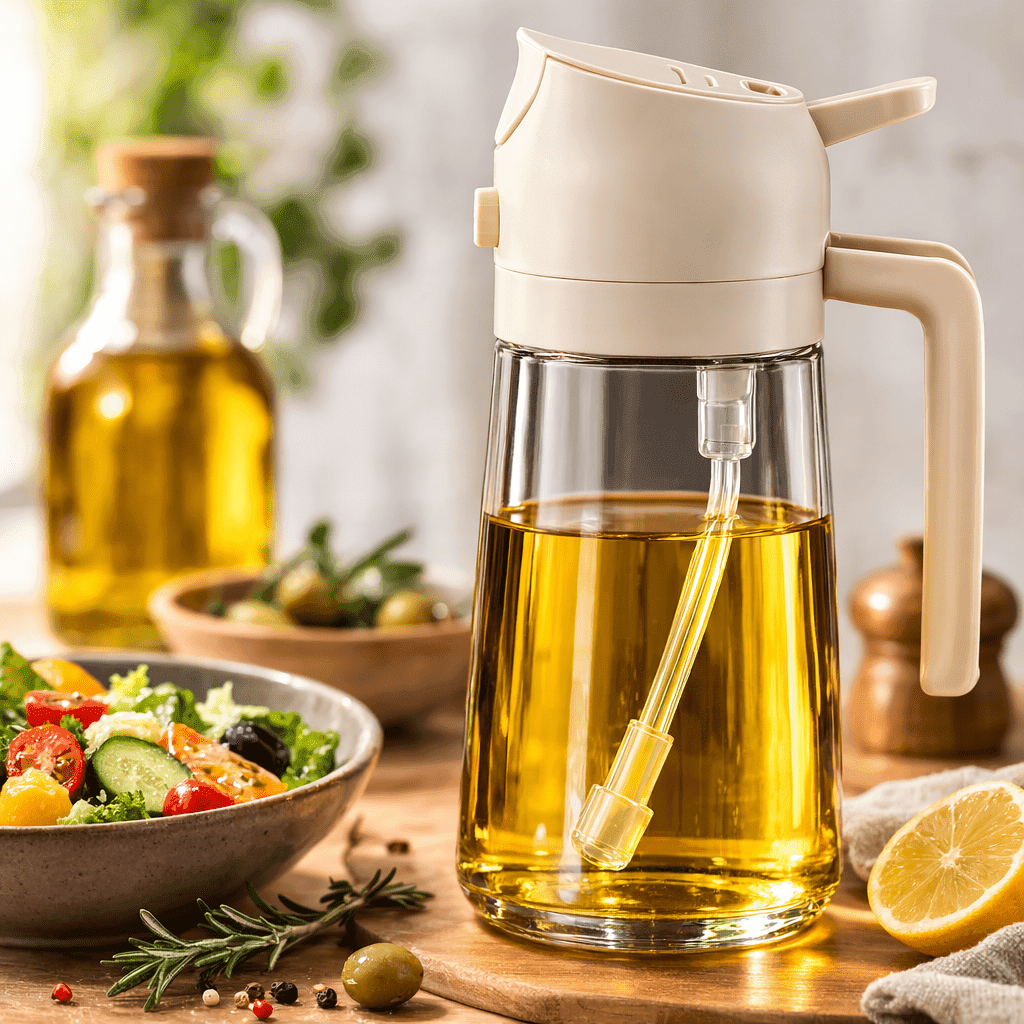 TEMU Oil Sprayer For Cooking, 2 In 1 Oil Dispenser And Oils Sprayer Kitchen Gadgets-16oz Glass Oils Spray Bottle, Mist Olive Oildispenser, Air Fryer,salad,grill (white Kitchen Accessories)