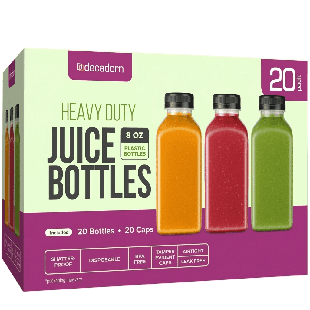 TEMU 8 Oz 20/40 Pcs Plastic Juice Bottles With Caps - Juicing Bottles For Juicing - Clear Mini Bottle With Lids - Drink Container - Shatterproof, Bpa-free, Leak Proof, Disposable