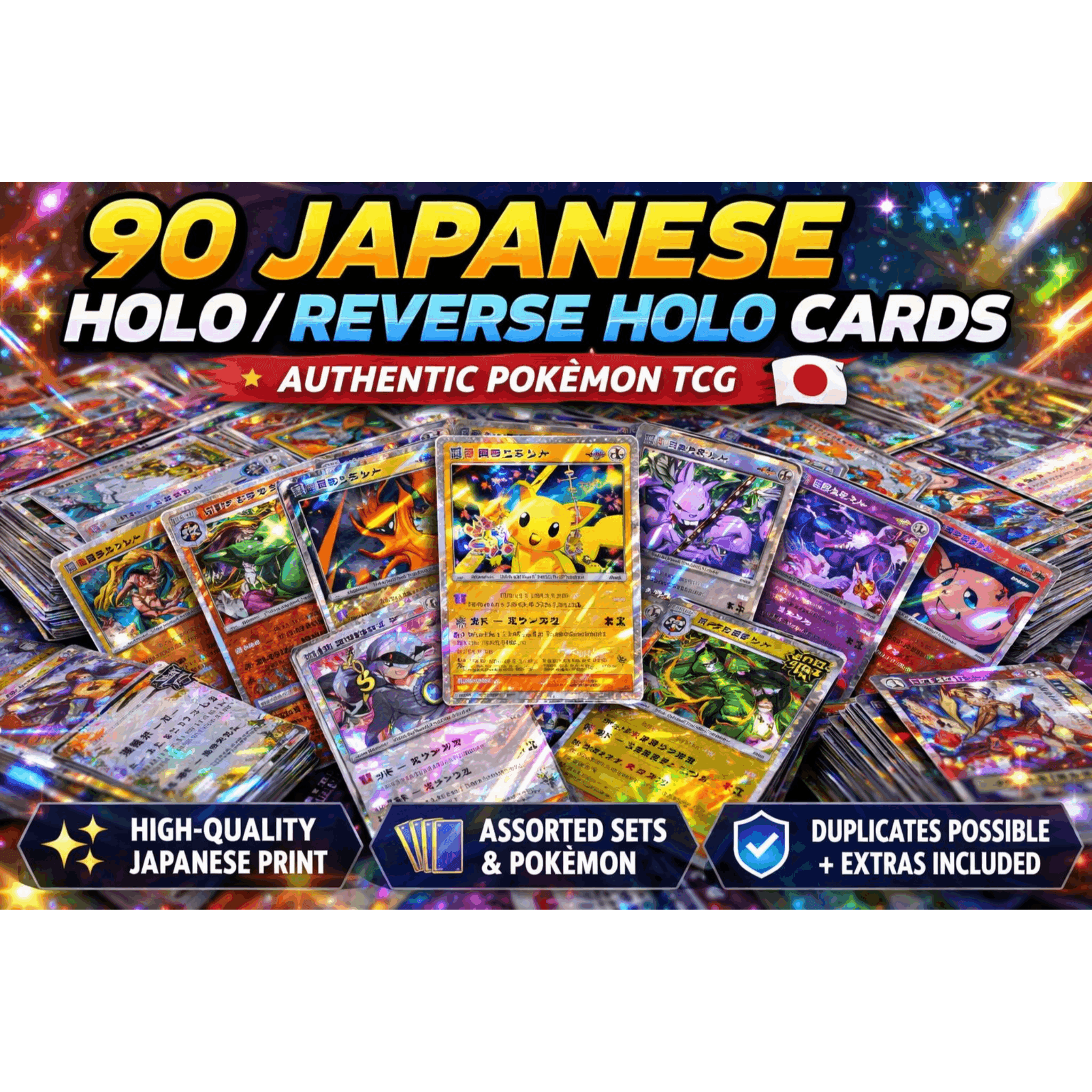 TEMU Tcg Lot Of 30 Japanese & Reverse Cards 60 Base– Assorted Japanese Edition Holographic Trading Cards Collection