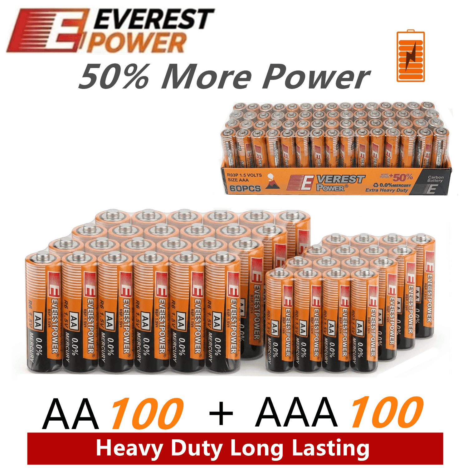 TEMU Total 200 Pcs - 100 Aaa + 100 Aa Combination Battery Set, Batteries Suitable For Keyboards, Clocks, Remote Controls, Toys, Flashlights, Razors, Alarm Clocks, , Security Cameras Non-rechargeable