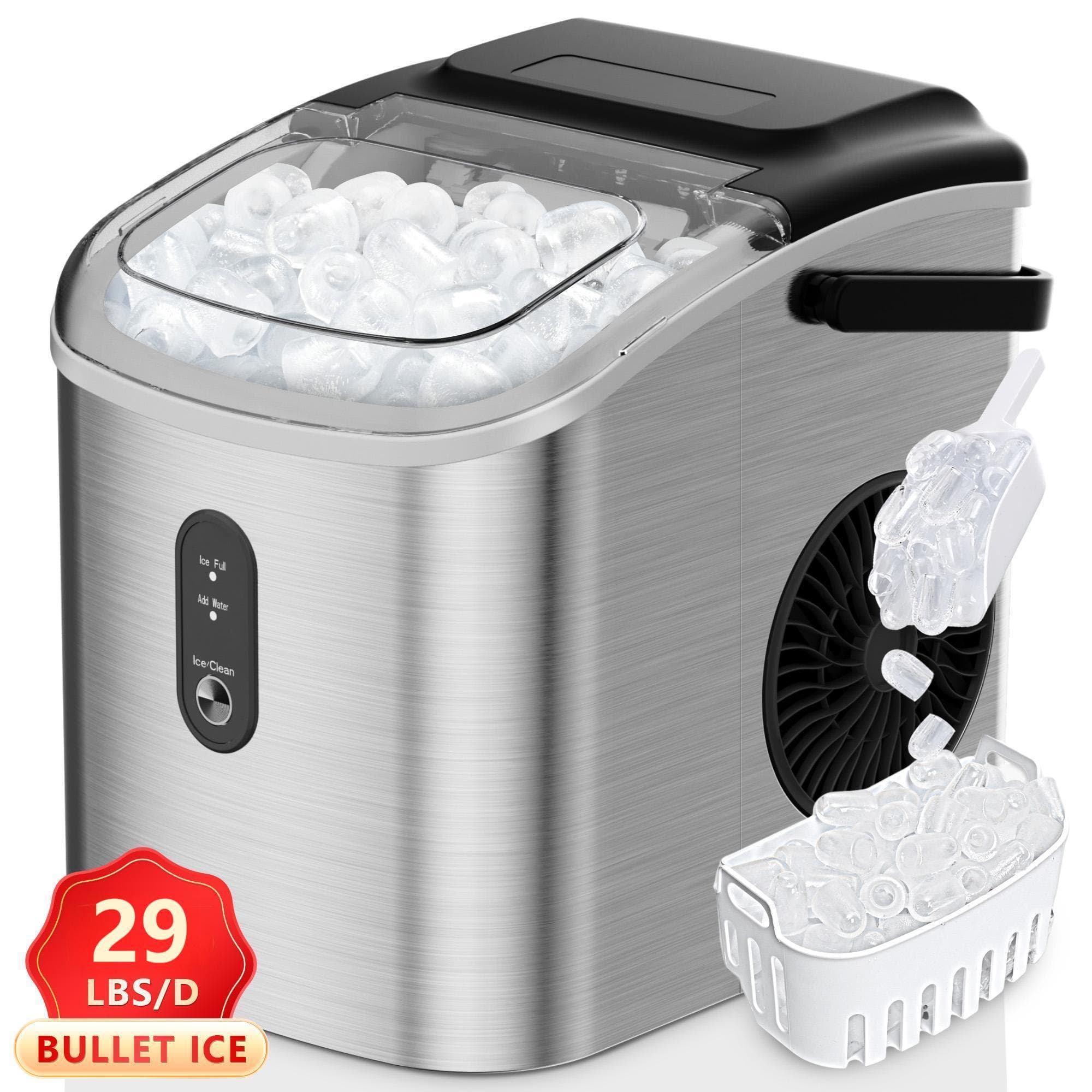 TEMU Portable Ice Maker Countertop, 8 Cubes Ready In 6 Mins, 2 Ice Size Options (s/l),26/29 Lbs In 24 Hours Self-cleaning Ice Maker Machine With Basket And Scoop For Home/kitchen/camping/rv