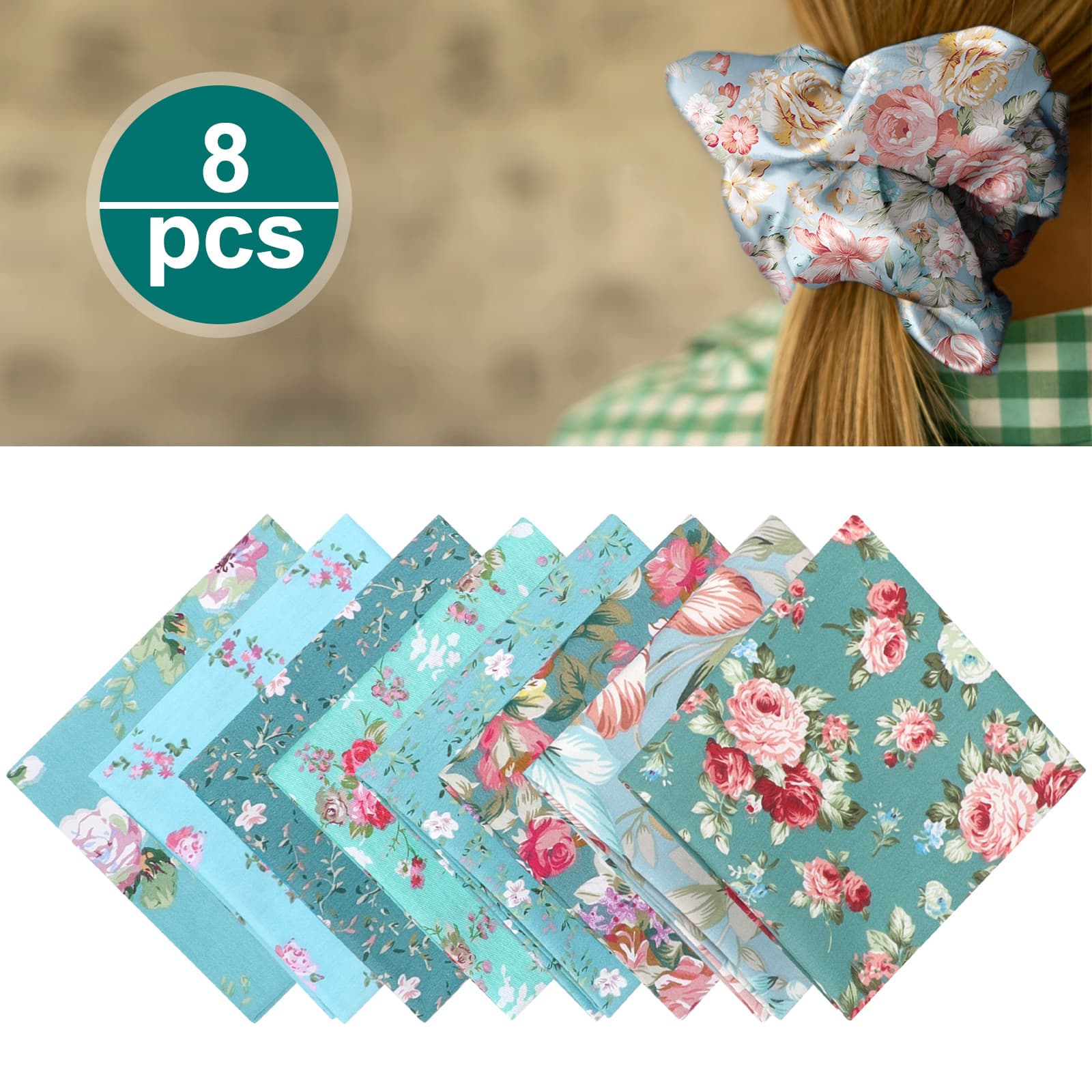 TEMU 8pcs 19.8x19.8 Inch Square Cotton Fabric, Handmade Soft Sewing Fabric With Floral Patterns, Diy Washable Fabric For Clothing Crafts, Doll Outfits & Sock Quilting, Gift For Crafters