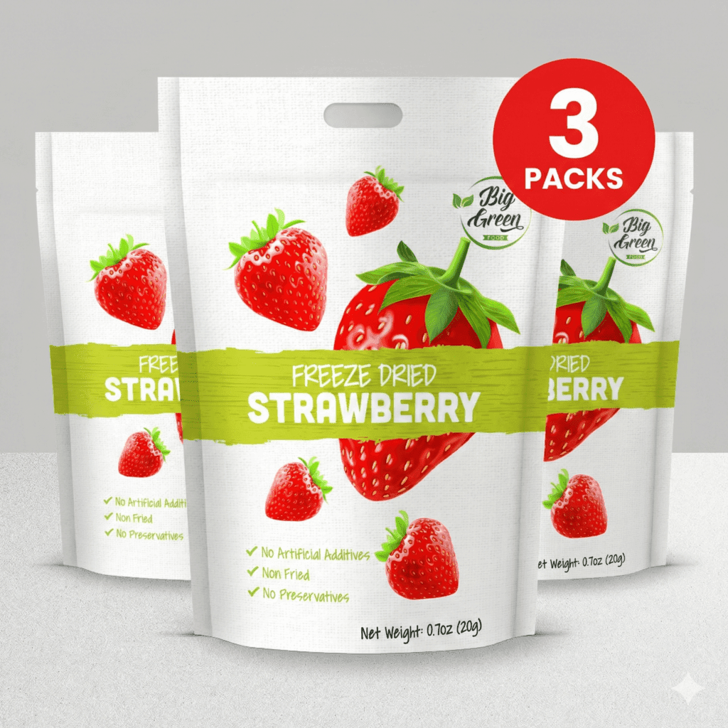 TEMU Big Green Food - Freeze Dried Strawberries - Natural Snack, Vegan & Gluten-free, Antioxidant-rich Superfood For Snacking, Smoothies, And Baking