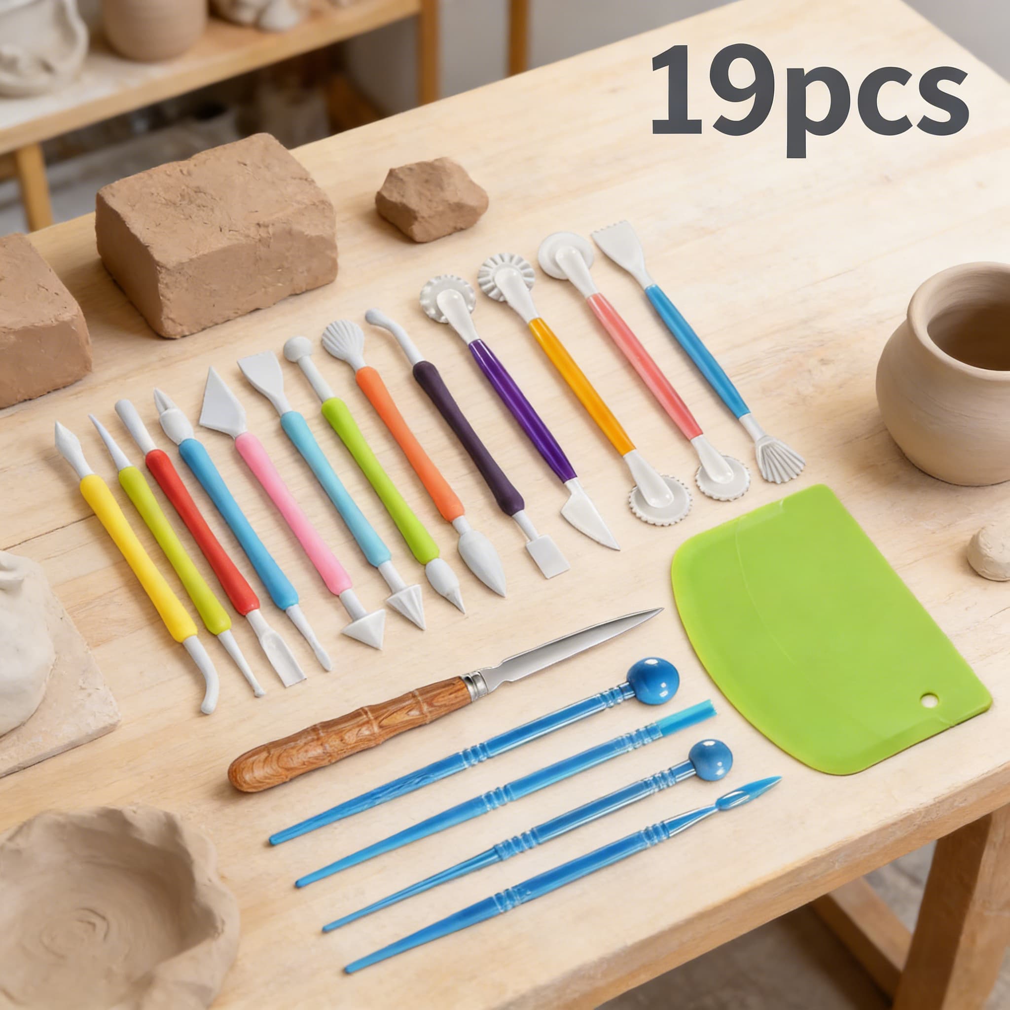 TEMU Clay Tools Sculpting, Ceramic & Pottery Modeling Tool, Ceramics Tools Set, Polymer Tools Kit, Air Dry Clay Tools For Carving, Molding, , Crafting Supplies, Pros, Beginners, Adults