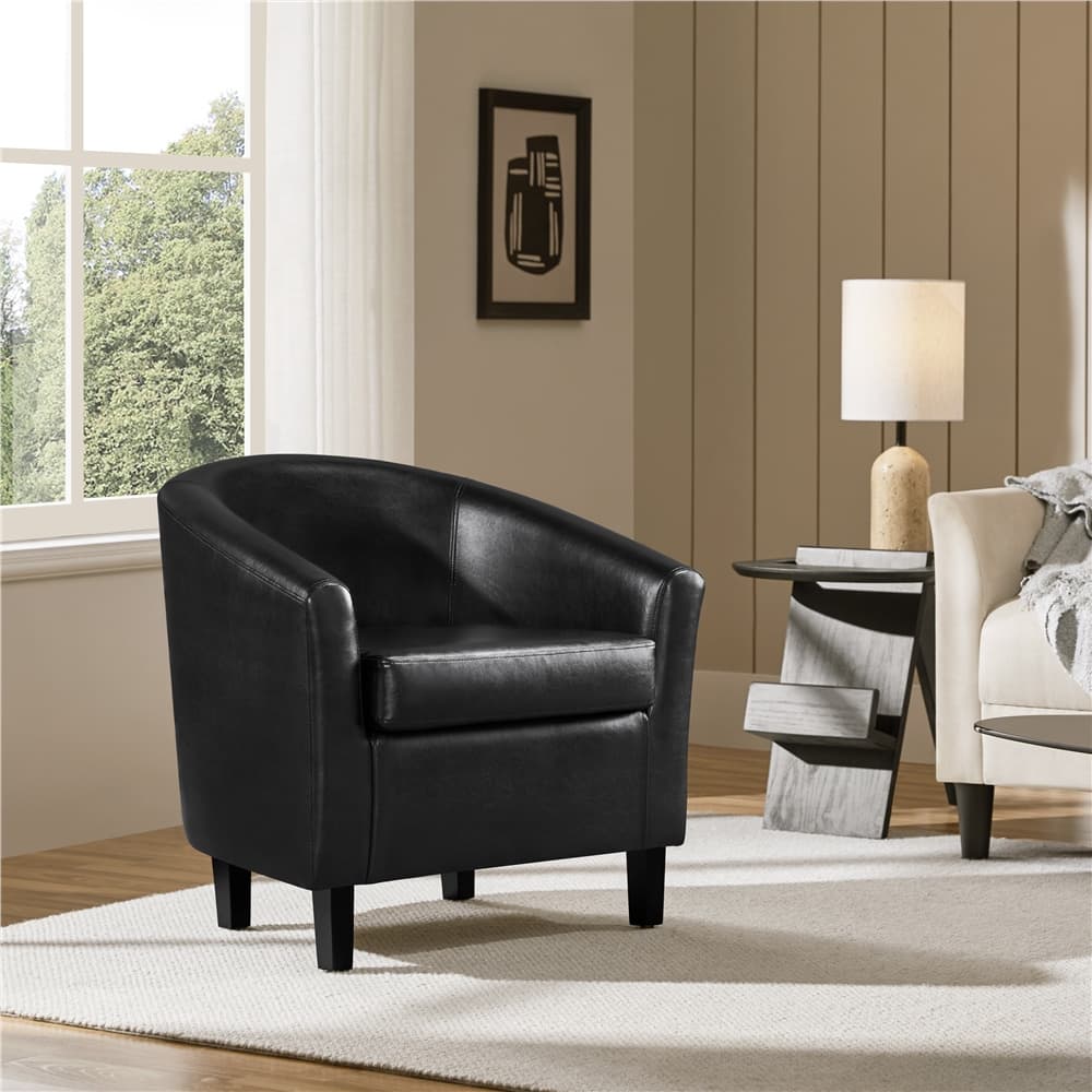TEMU Pu Leather Chair, Modern Armchair Accent Chair For Bedroom, Living Room, Home Bar & Reception Room, Furniture For Home
