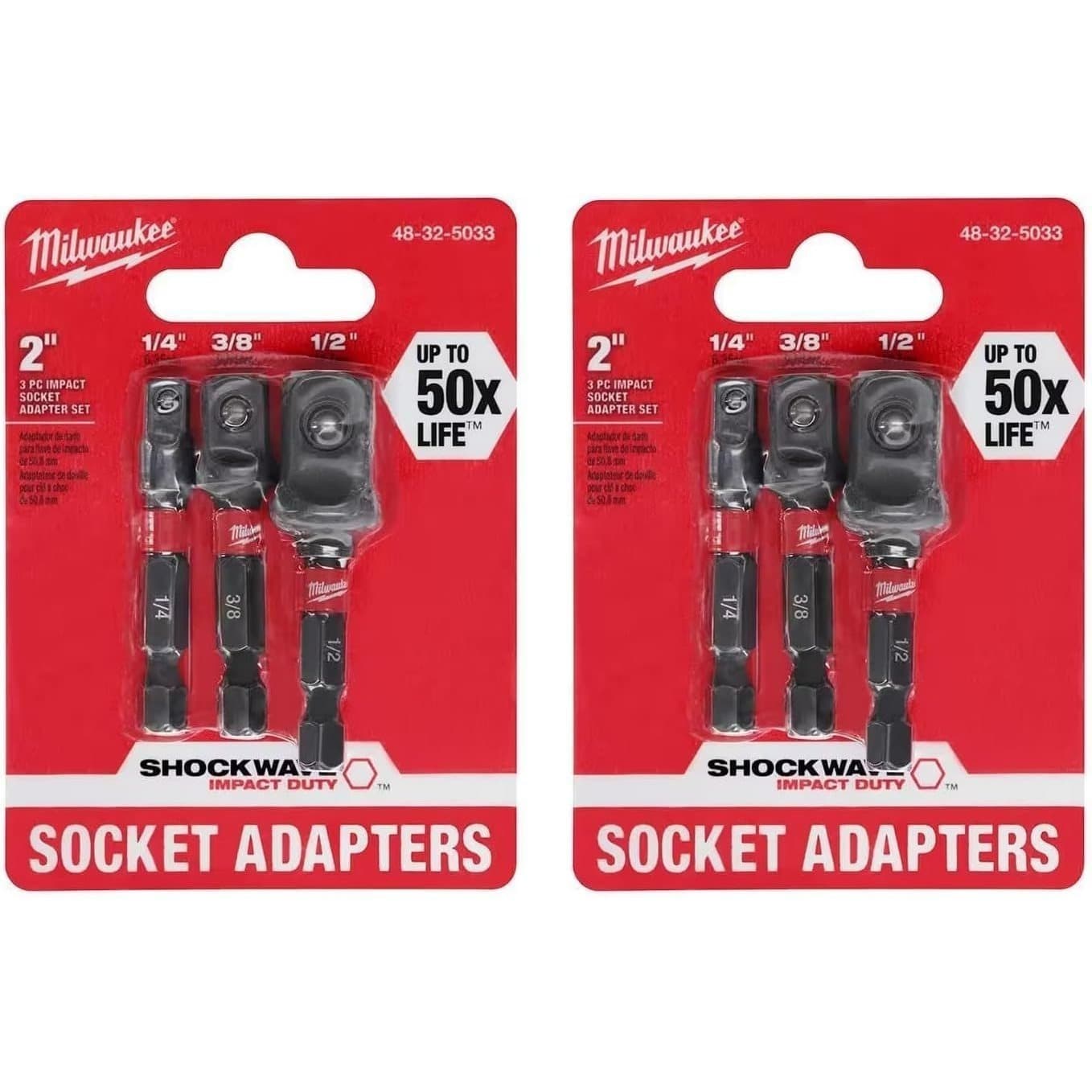 TEMU Milwaukee 48-32-5033 Power Drill Bit Extensions Socket Adapter Set, 1/4", 1/2", 3/8"