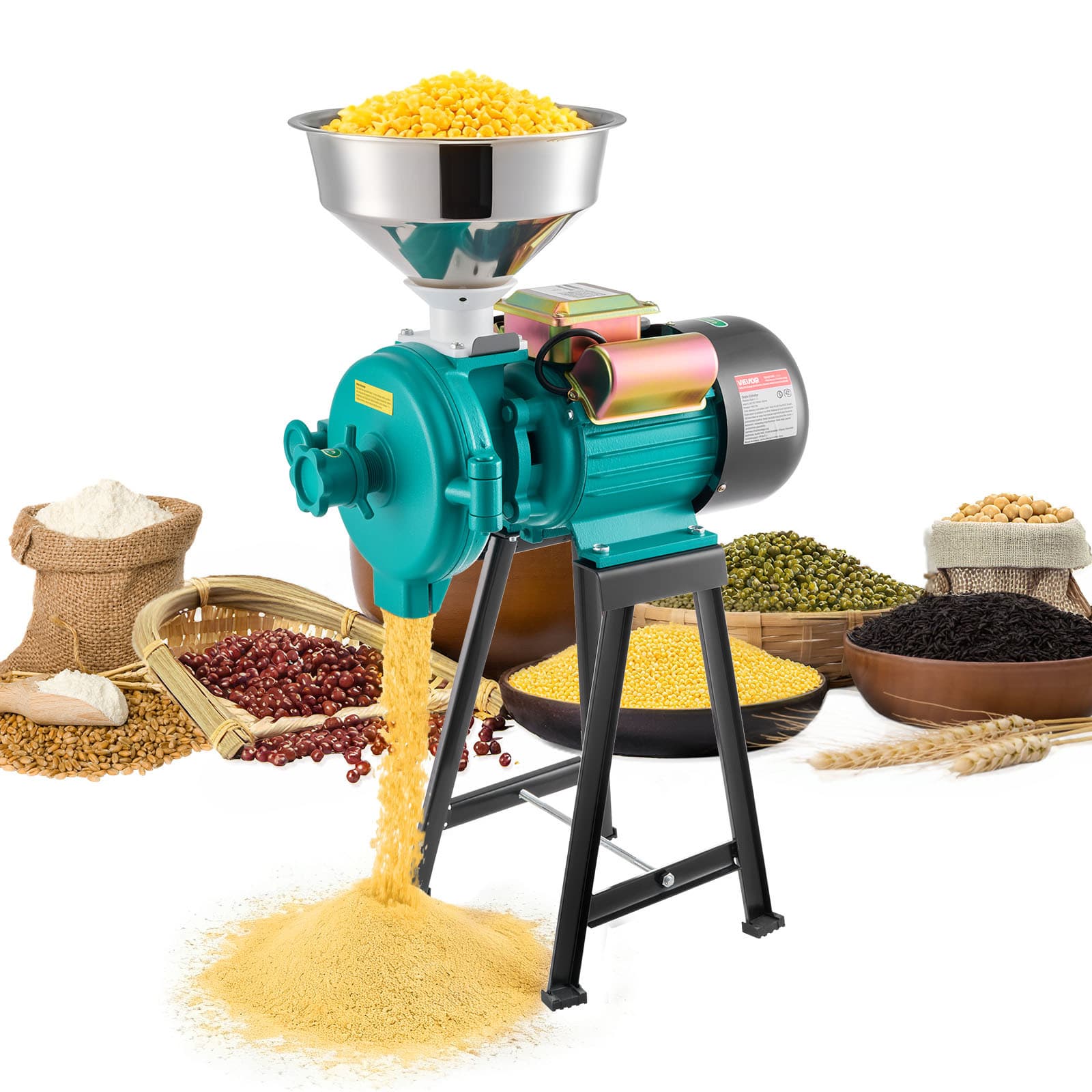 TEMU Vevor Electric Grinder, 110 Lbs/h Commercial Spice Grinders, 1500w Cast Iron Powder Machine With Non-slip Rubber Feet, For Dry Grains, Spices, , Coffee, Corn & Pepper