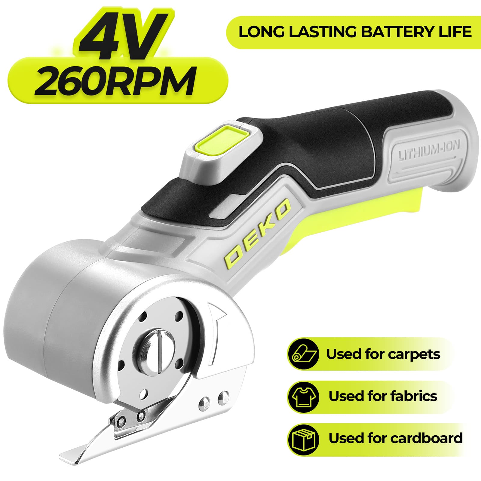 TEMU Deko 4v Brushless Carpet Shear | Cordless Electric Scissors | Rechargeable | Powerful | | Power Rotary Cutter For Cutting Carpet | Leather, Paper, Board, Fabric